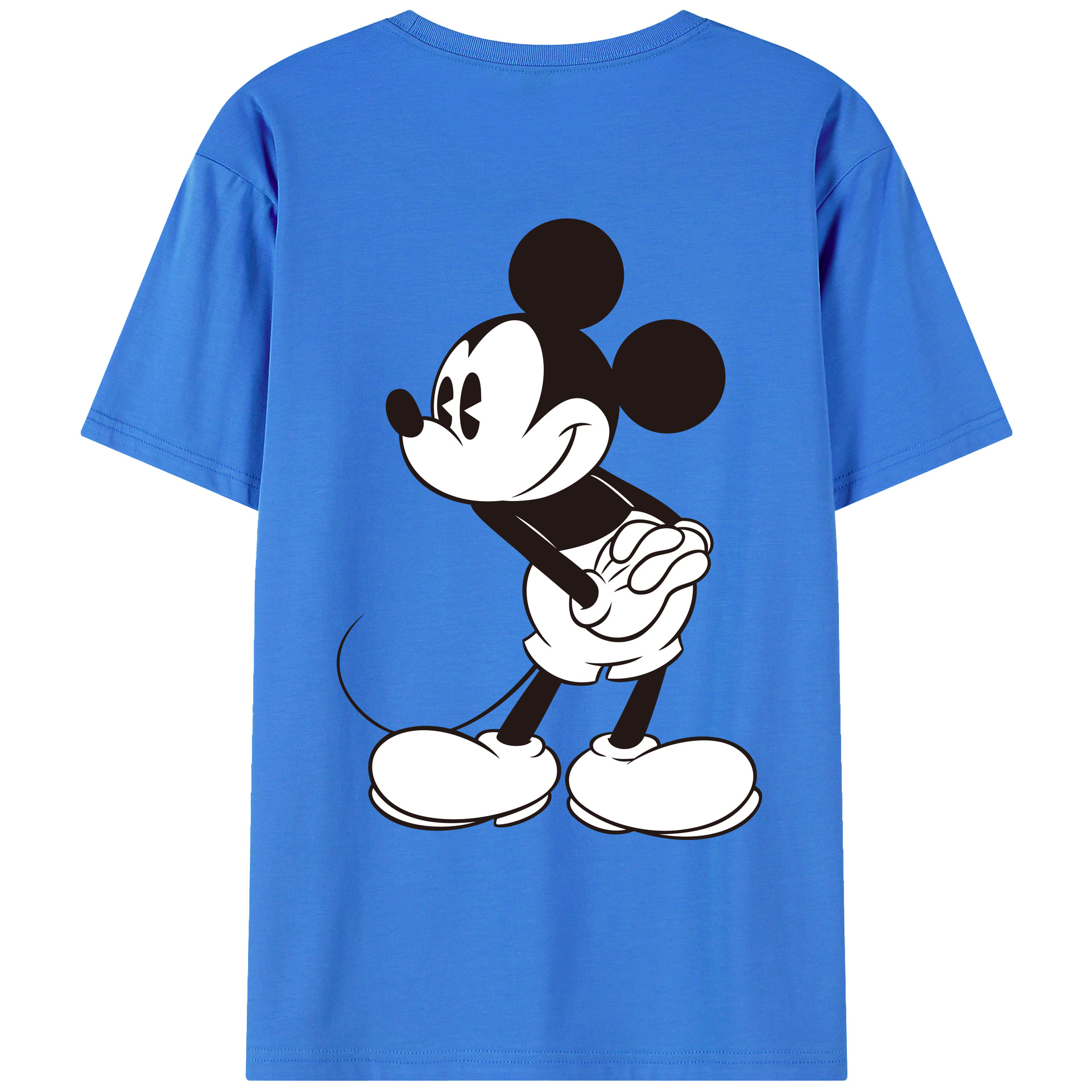 ミッキーマウス Mickey Mouse 綿100％ メンズ半袖Tシャツ（バックプリント） 通気性