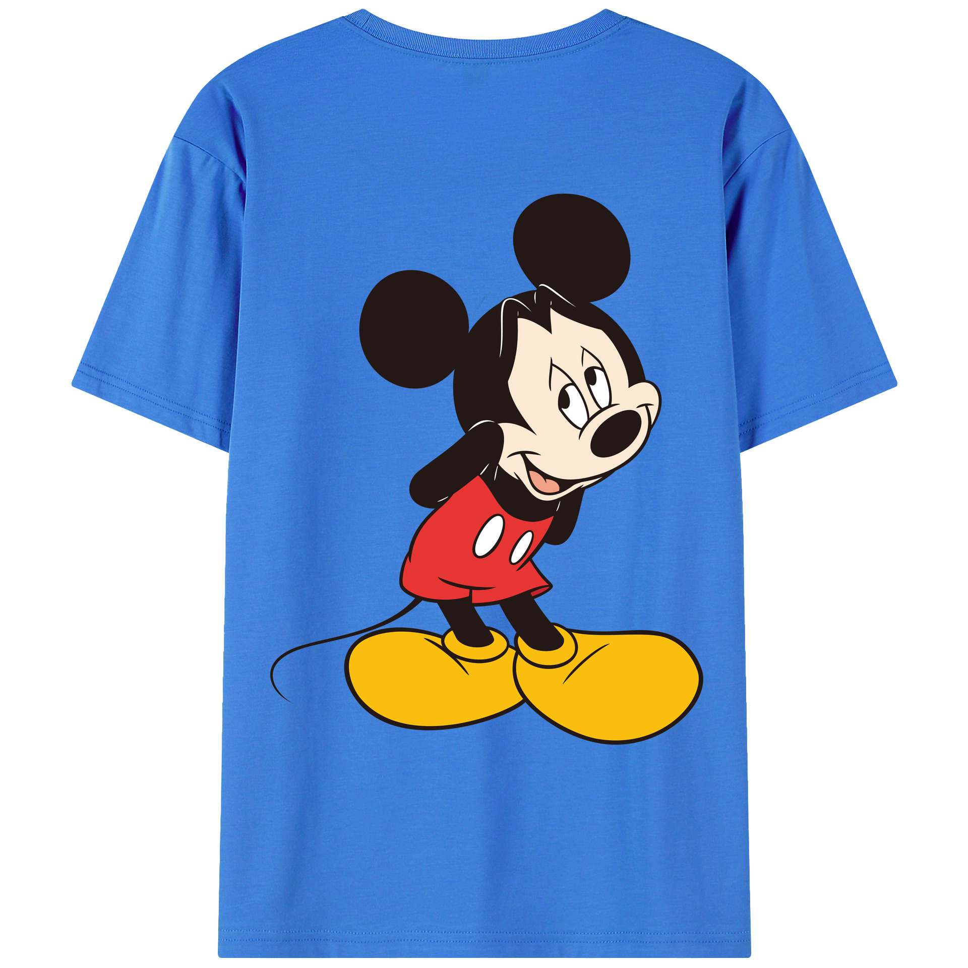 ミッキーマウス Mickey Mouse 綿100％ メンズ半袖Tシャツ（バックプリント） 通気性