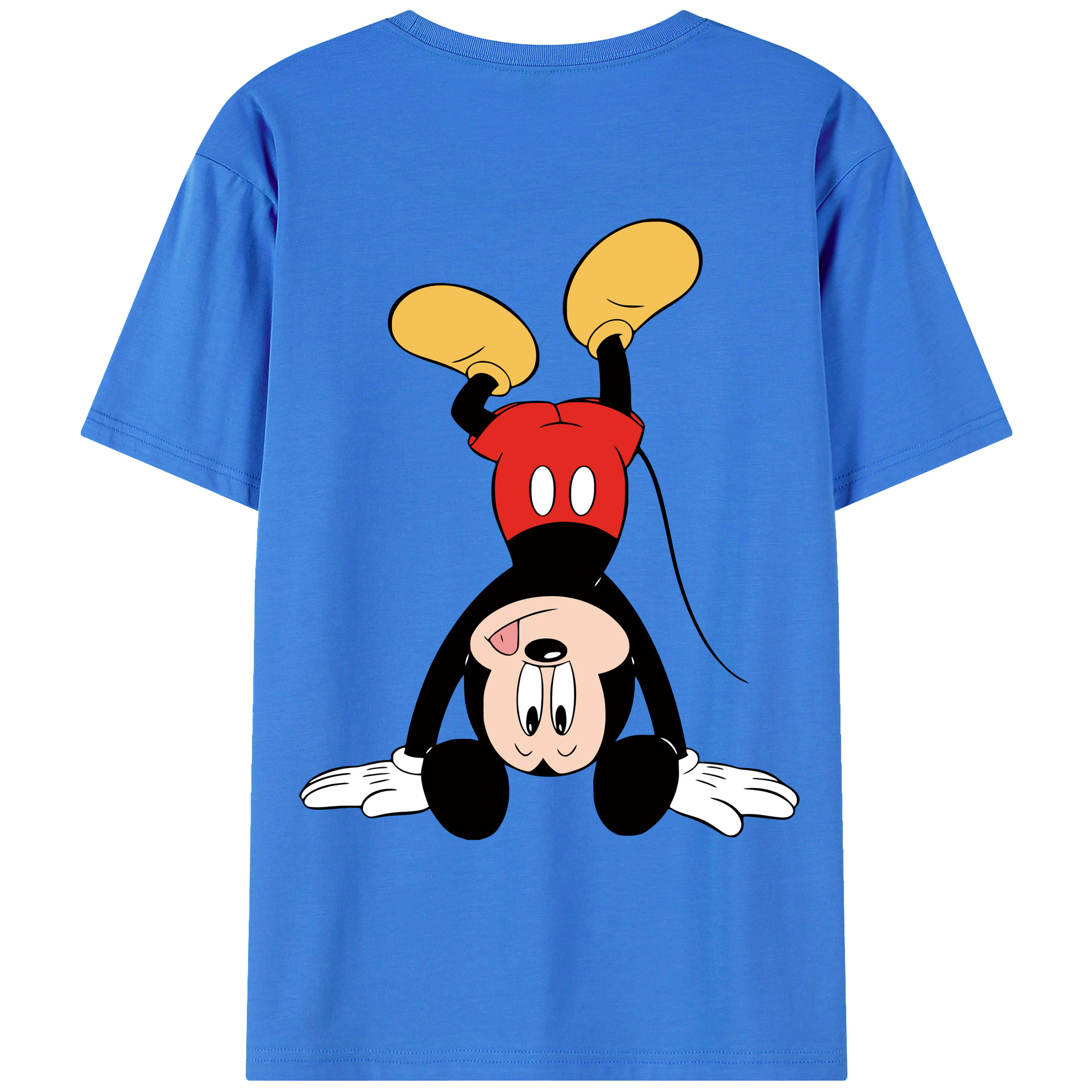 ミッキーマウス Mickey Mouse 綿100％ メンズ半袖Tシャツ（バックプリント） 通気性