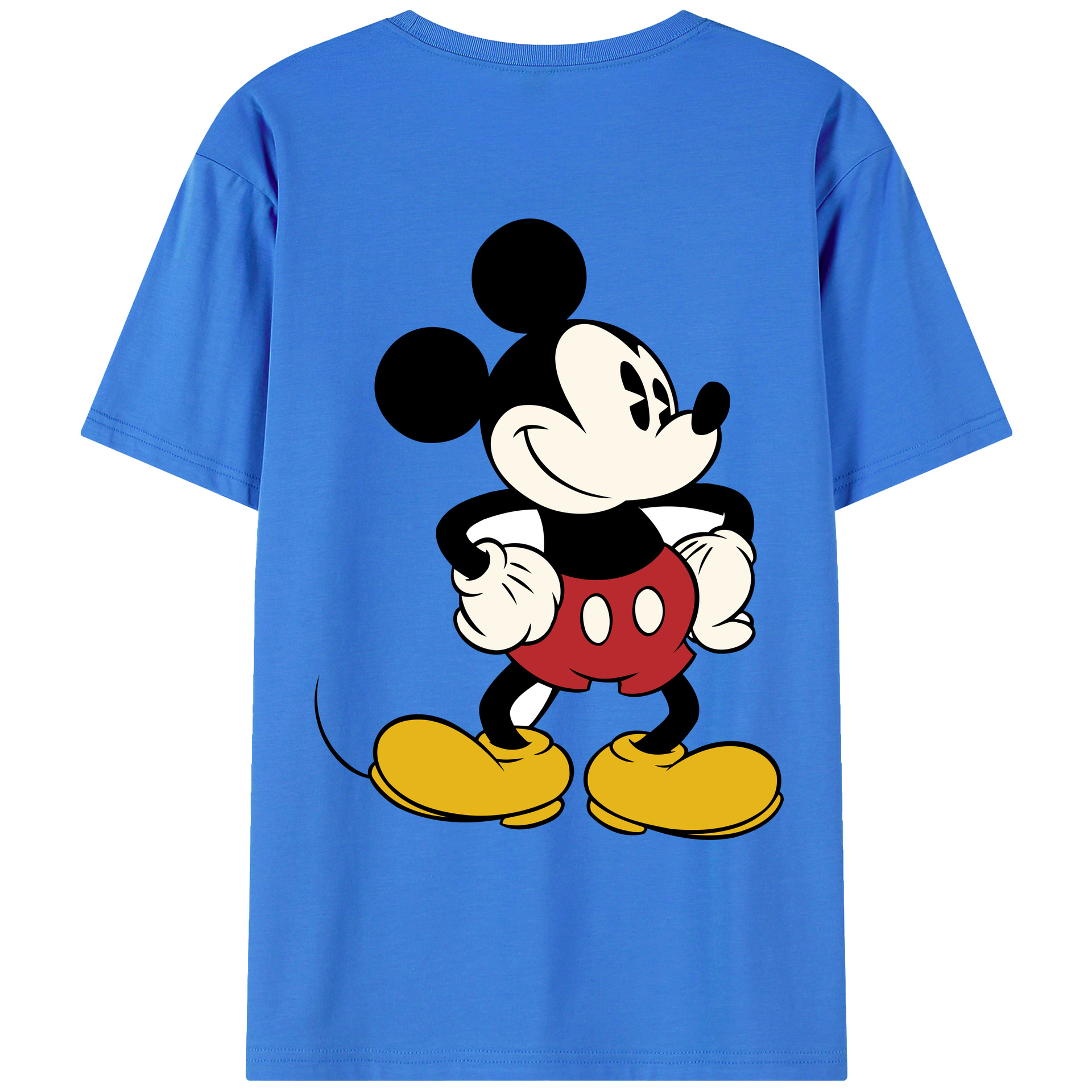 ミッキーマウス Mickey Mouse 綿100％ メンズ半袖Tシャツ（バックプリント） 通気性