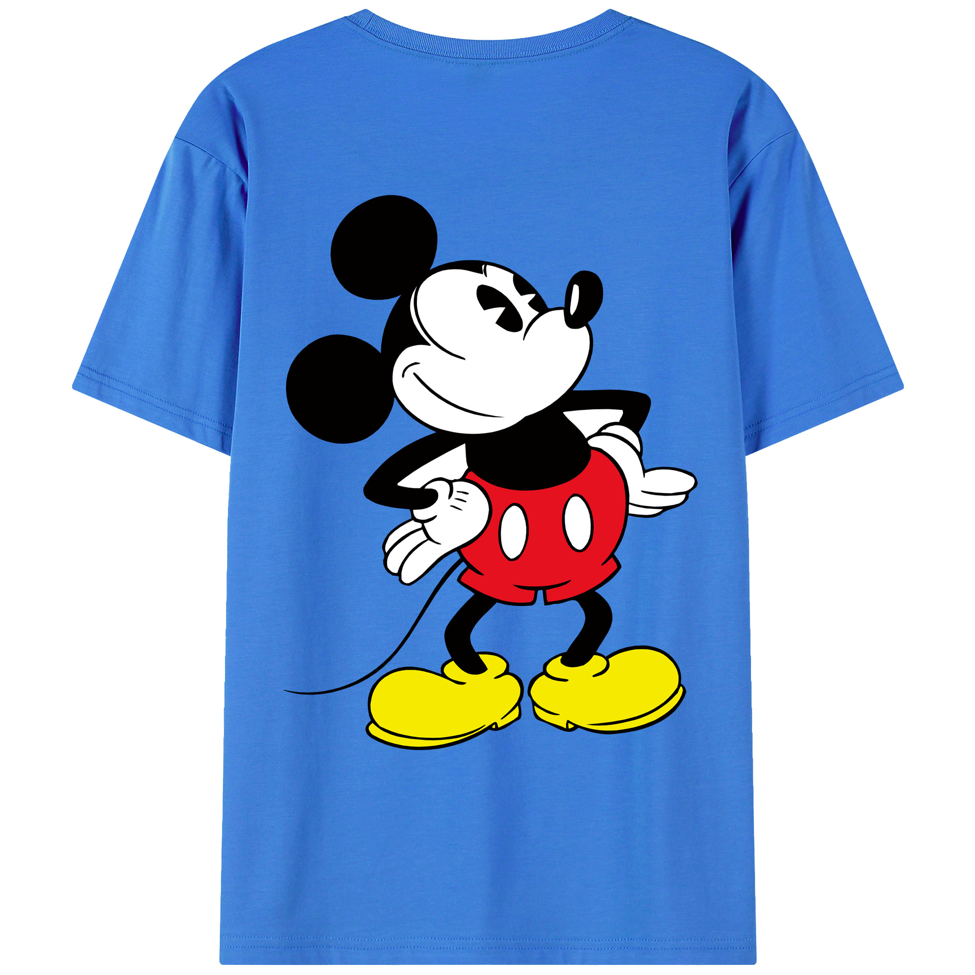 ミッキーマウス Mickey Mouse 綿100％ メンズ半袖Tシャツ（バックプリント） 通気性