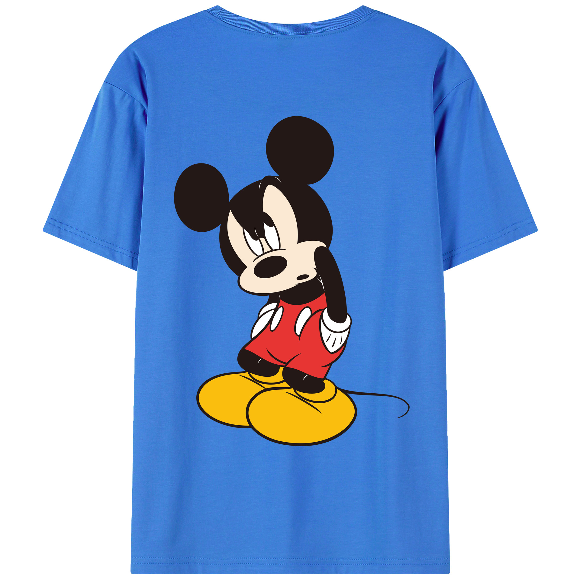 ミッキーマウス Mickey Mouse 綿100％ メンズ半袖Tシャツ（バックプリント） 通気性
