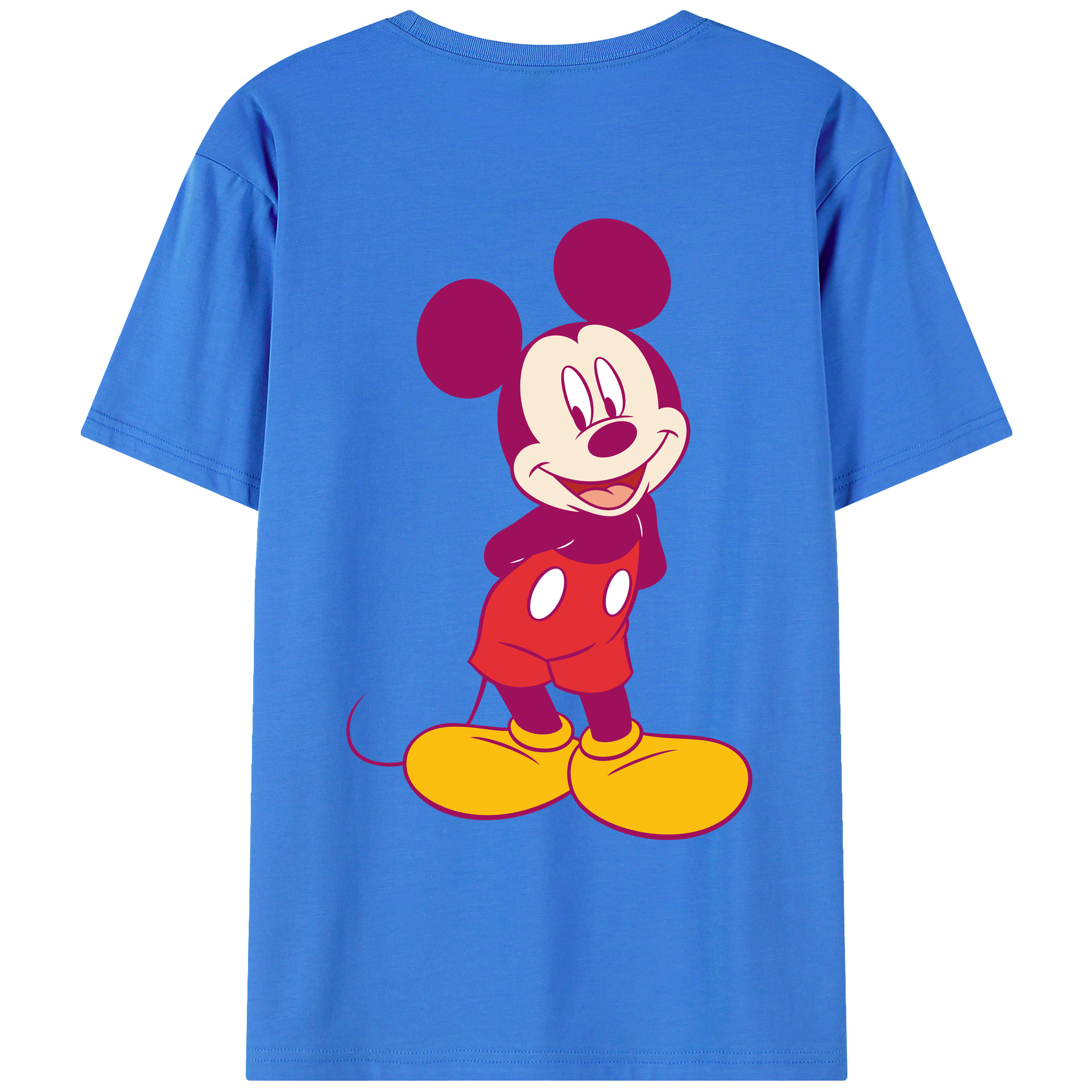 ミッキーマウス Mickey Mouse 綿100％ メンズ半袖Tシャツ（バックプリント） 通気性