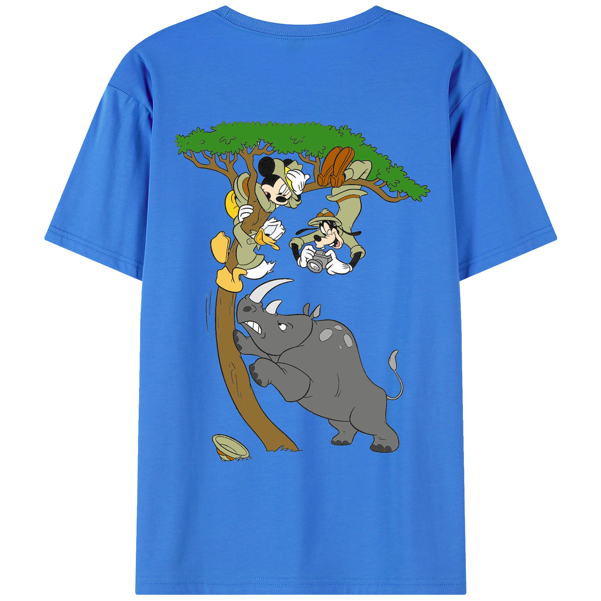 ミッキーマウス Mickey Mouse 綿100％ メンズ半袖Tシャツ（バックプリント） 通気性