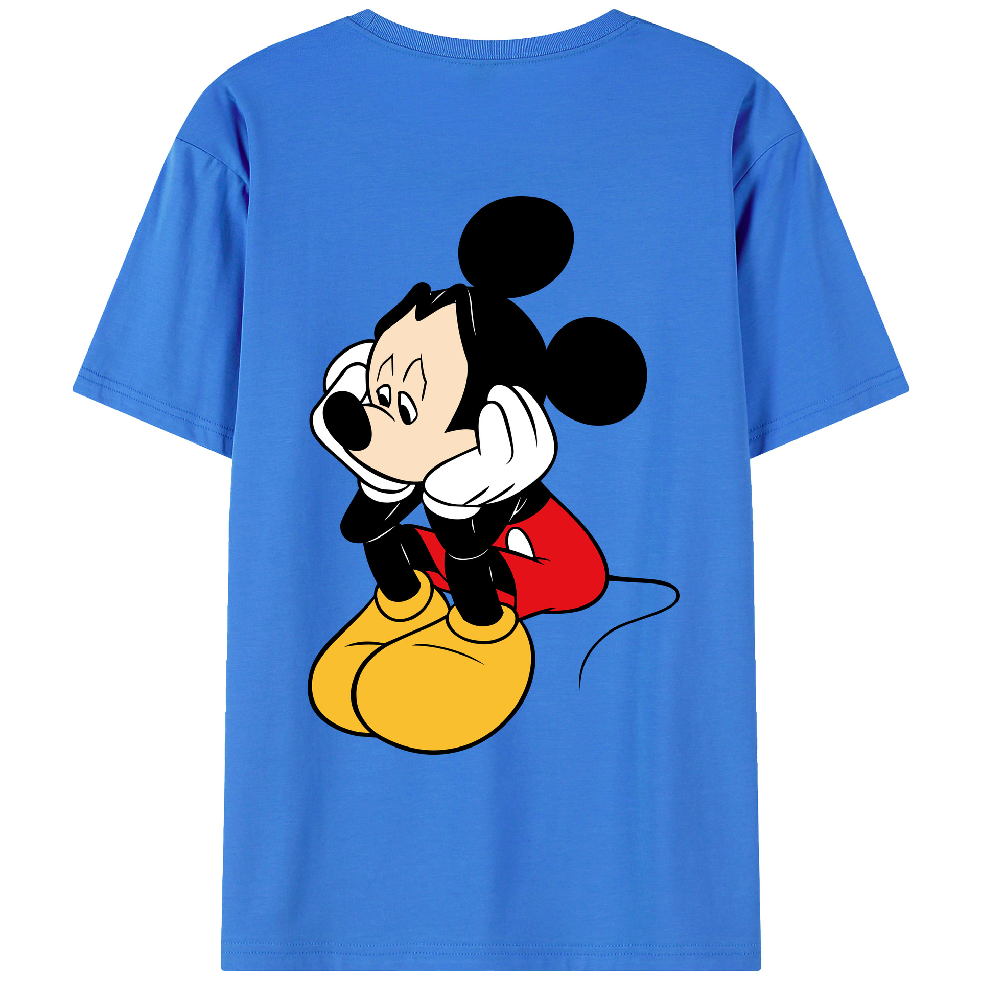 ミッキーマウス Mickey Mouse 綿100％ メンズ半袖Tシャツ（バックプリント） 通気性