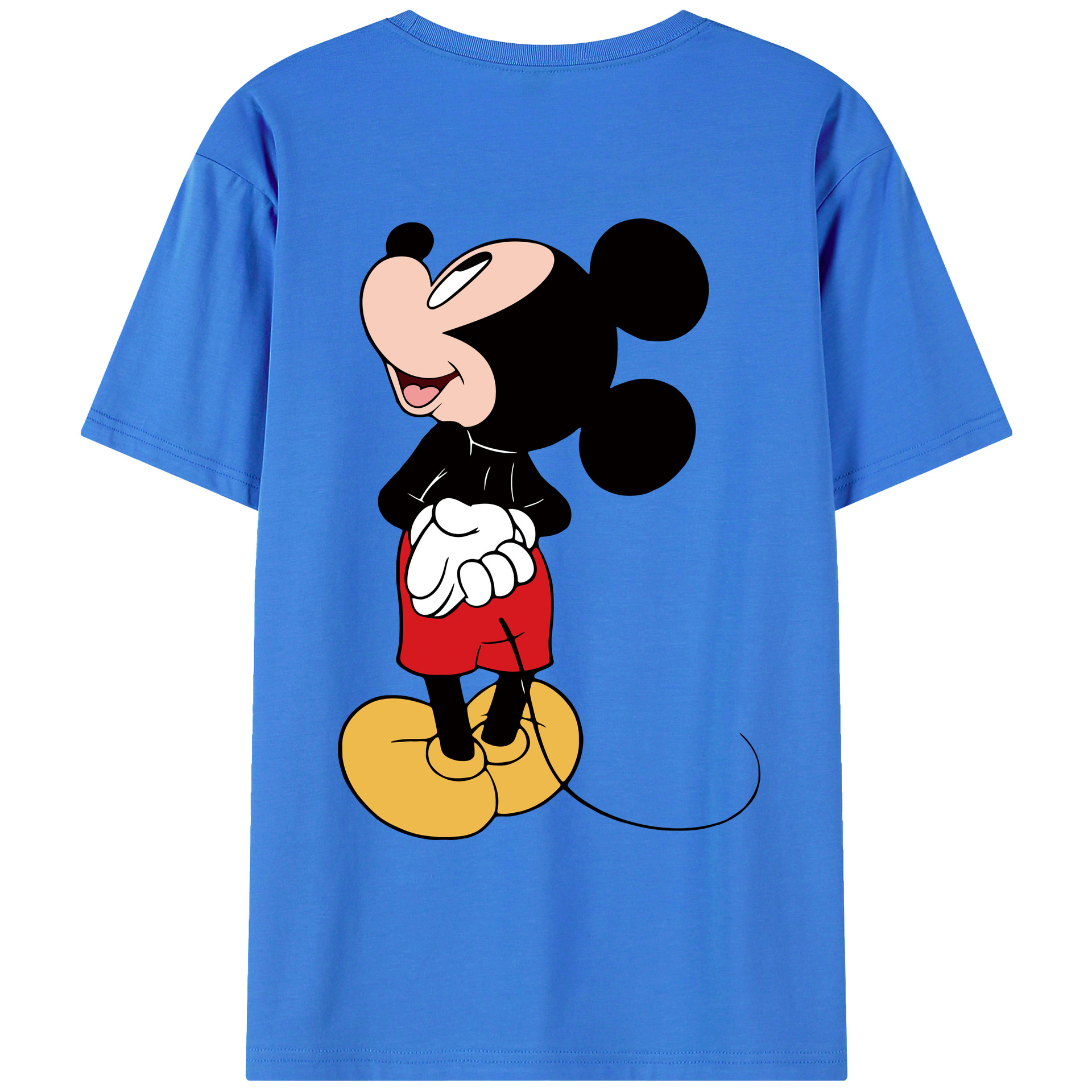 ミッキーマウス Mickey Mouse 綿100％ メンズ半袖Tシャツ（バックプリント） 通気性