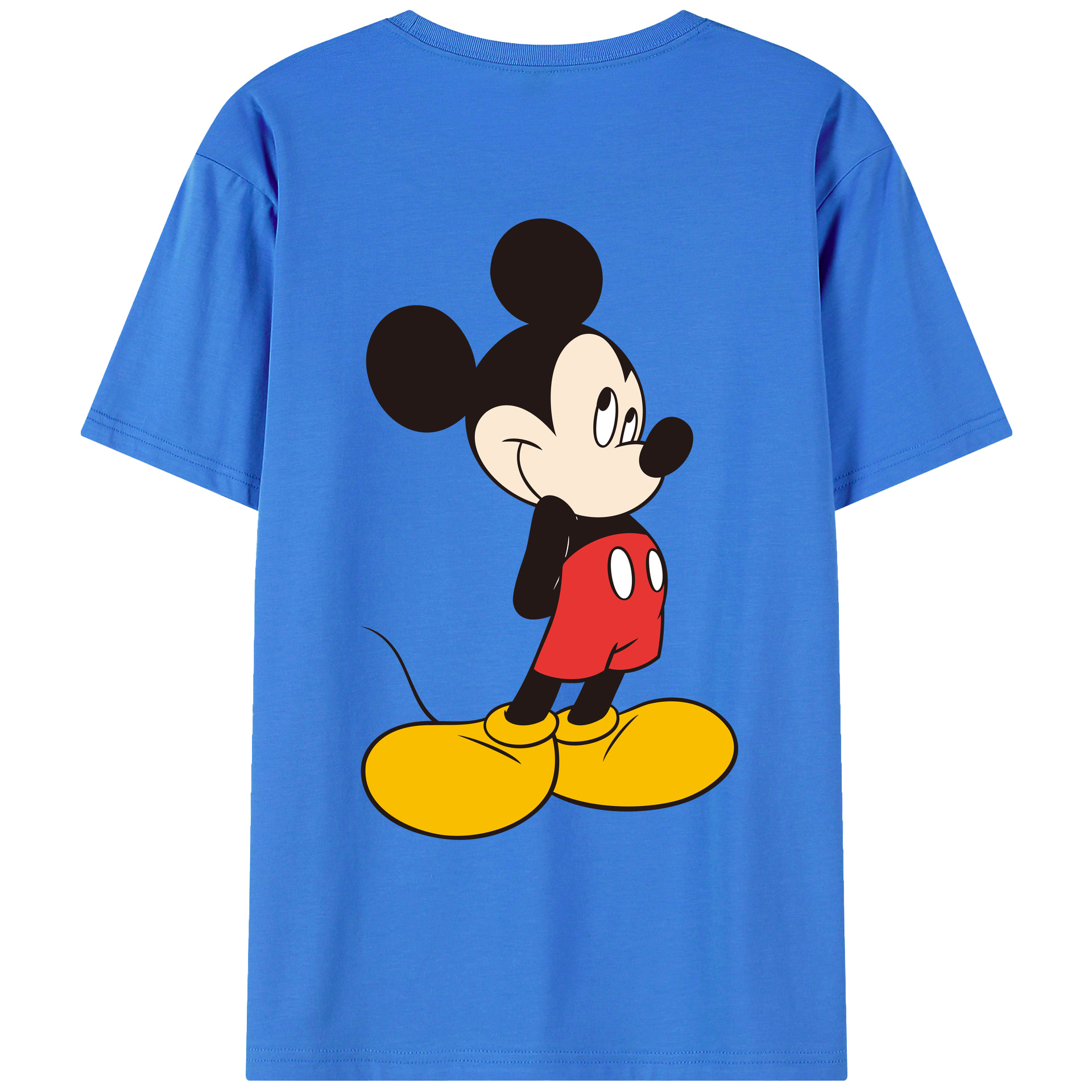 ミッキーマウス Mickey Mouse 綿100％ メンズ半袖Tシャツ（バックプリント） 通気性