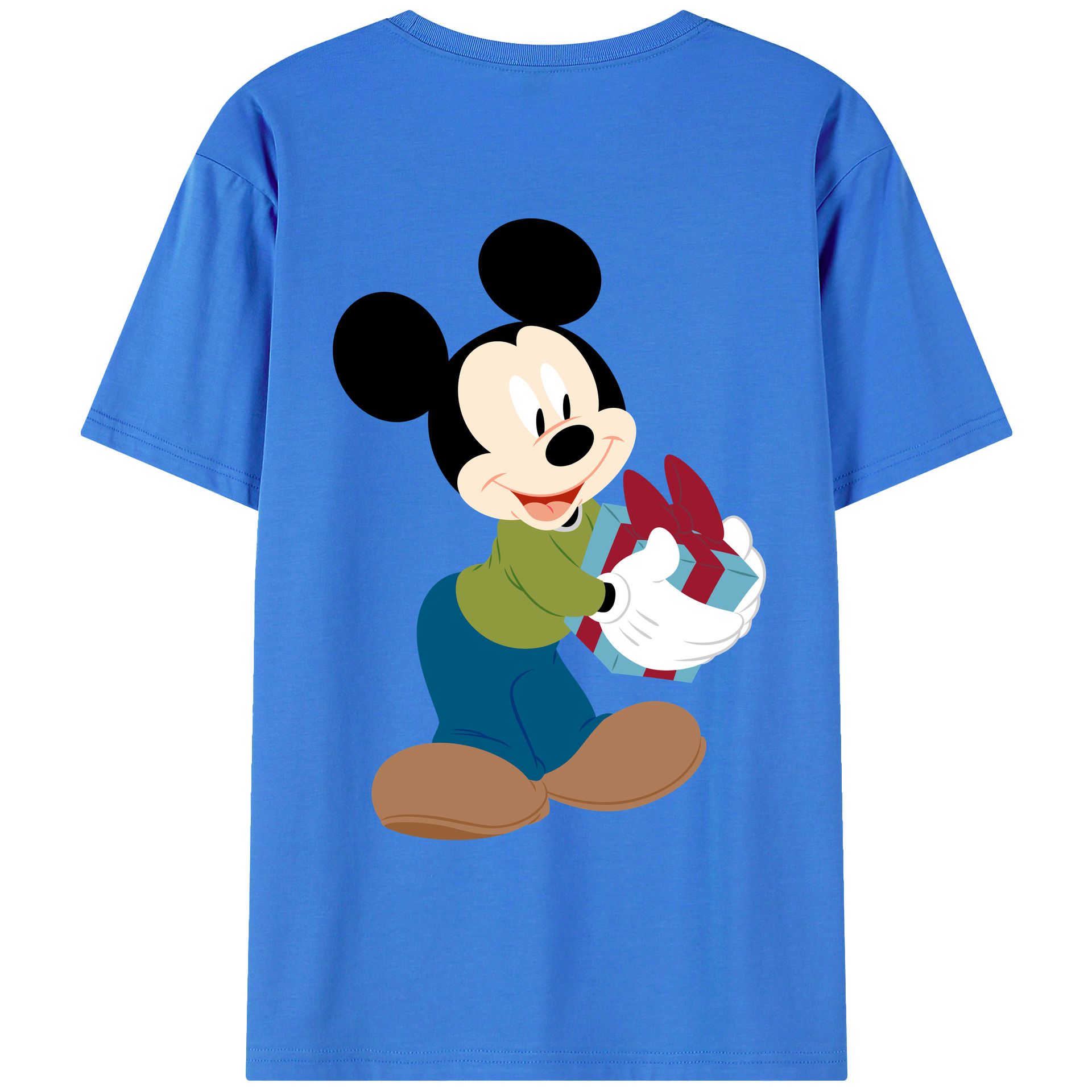 ミッキーマウス Mickey Mouse 綿100％ メンズ半袖Tシャツ（バックプリント） 通気性