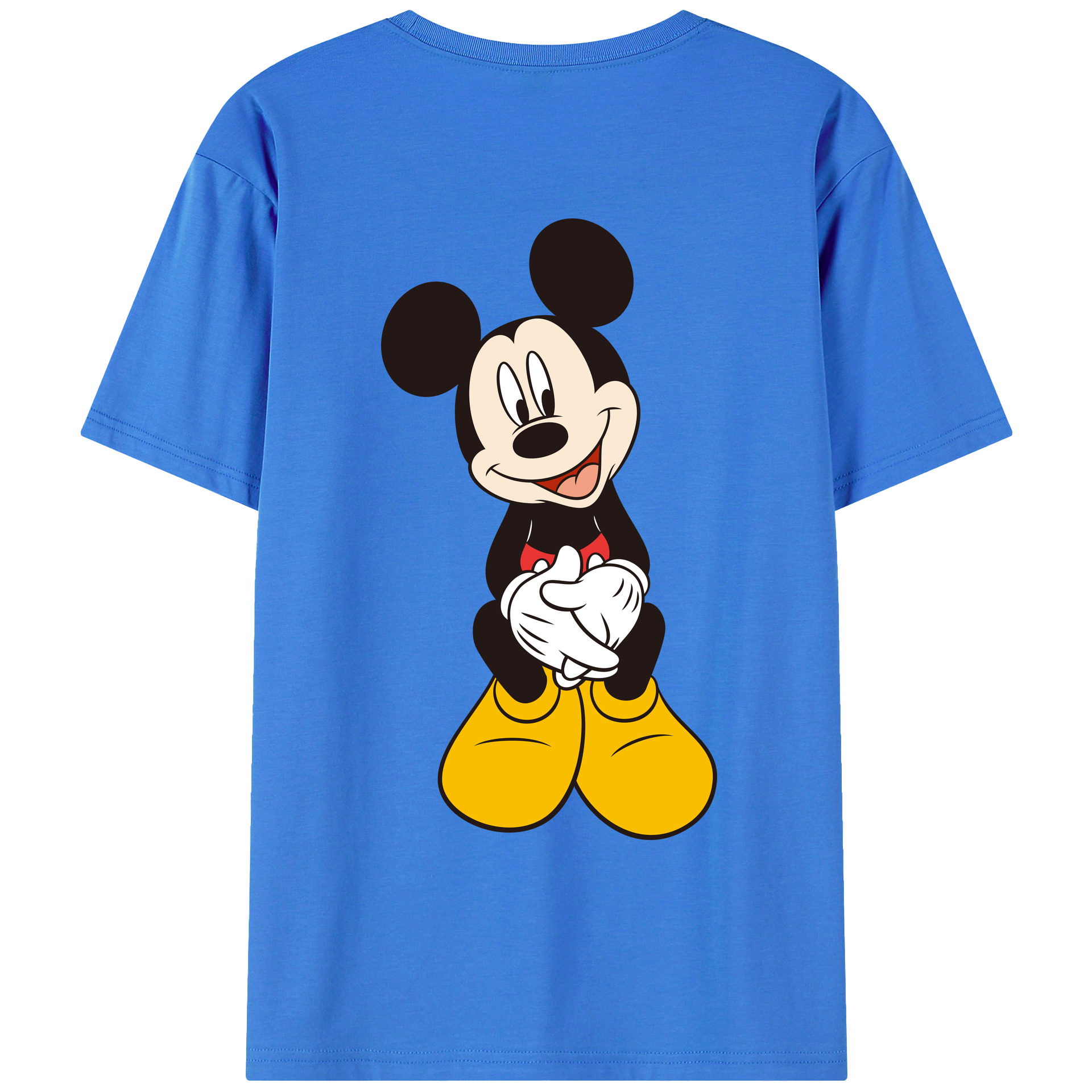 ミッキーマウス Mickey Mouse 綿100％ メンズ半袖Tシャツ（バックプリント） 通気性