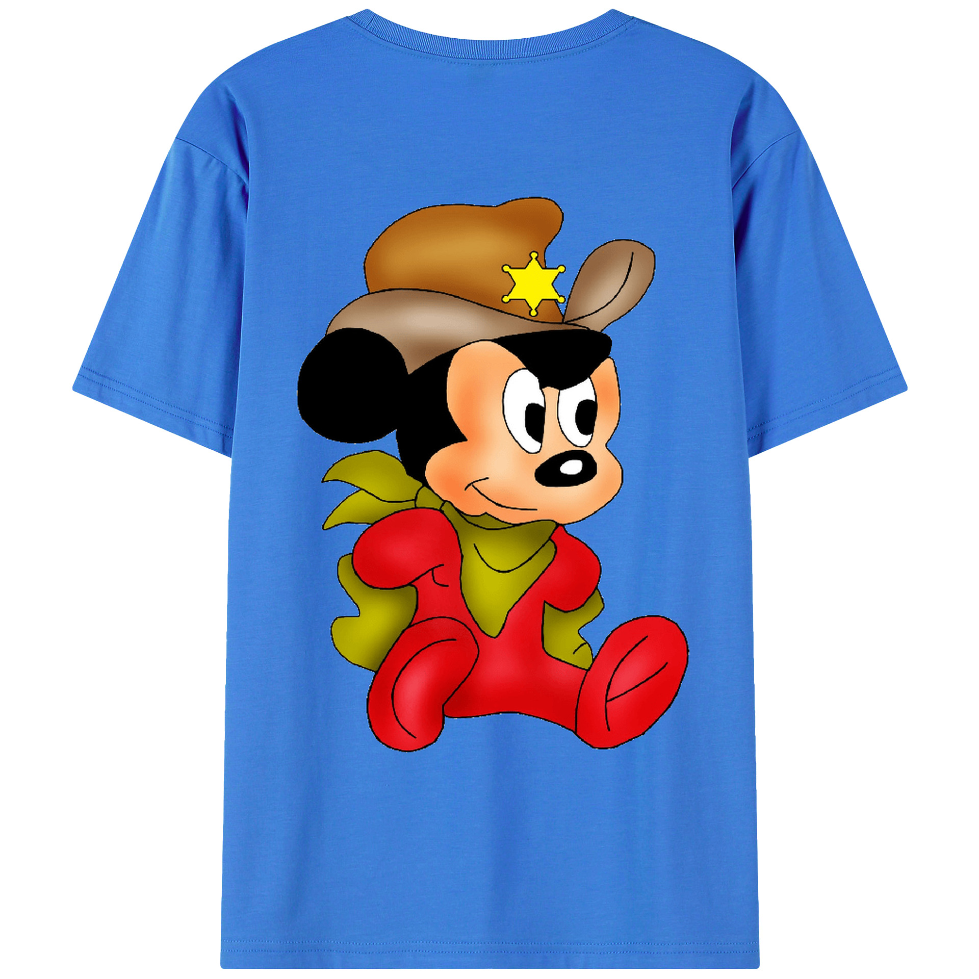 ミッキーマウス Mickey Mouse 綿100％ メンズ半袖Tシャツ（バックプリント） 通気性