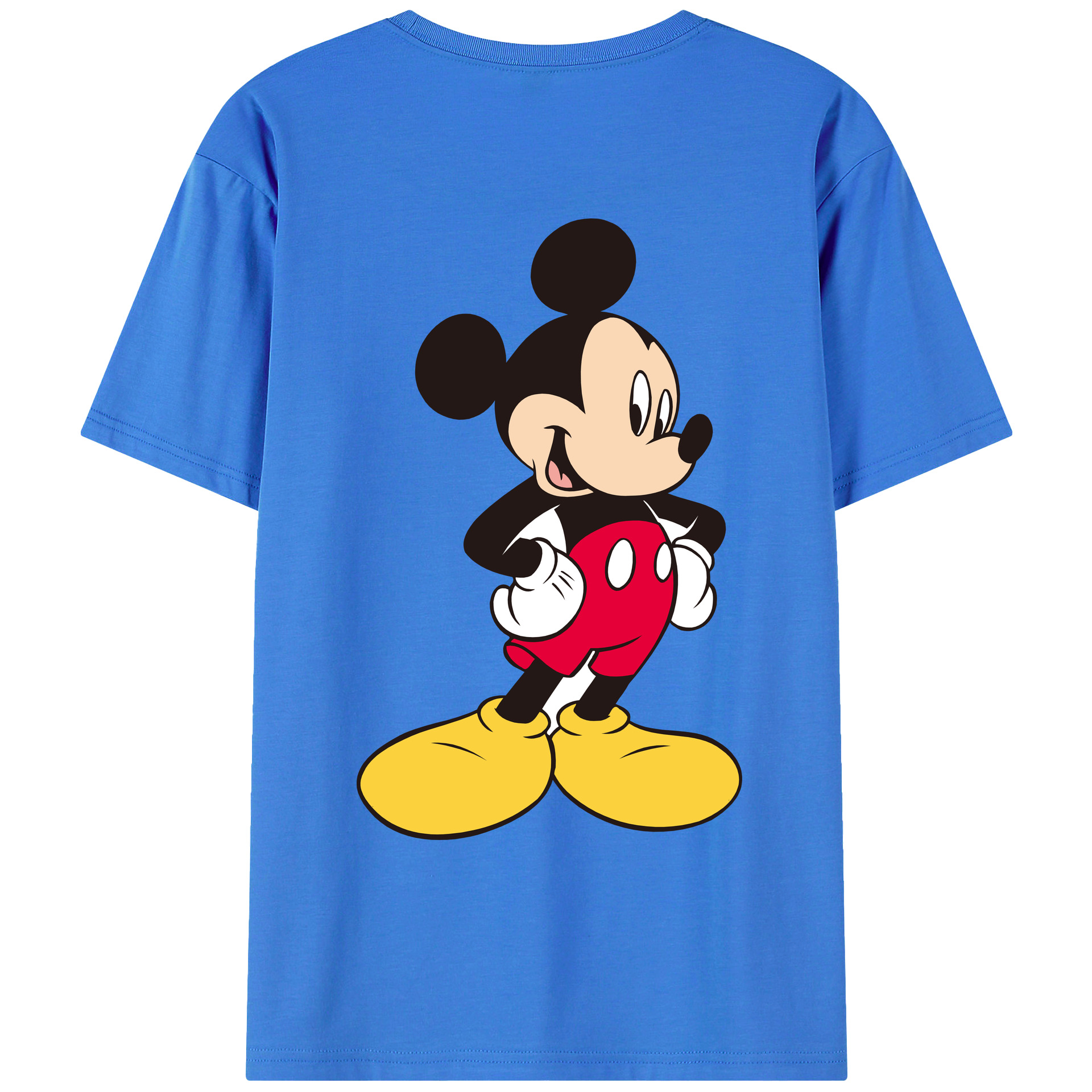 ミッキーマウス Mickey Mouse 綿100％ メンズ半袖Tシャツ（バックプリント） 通気性