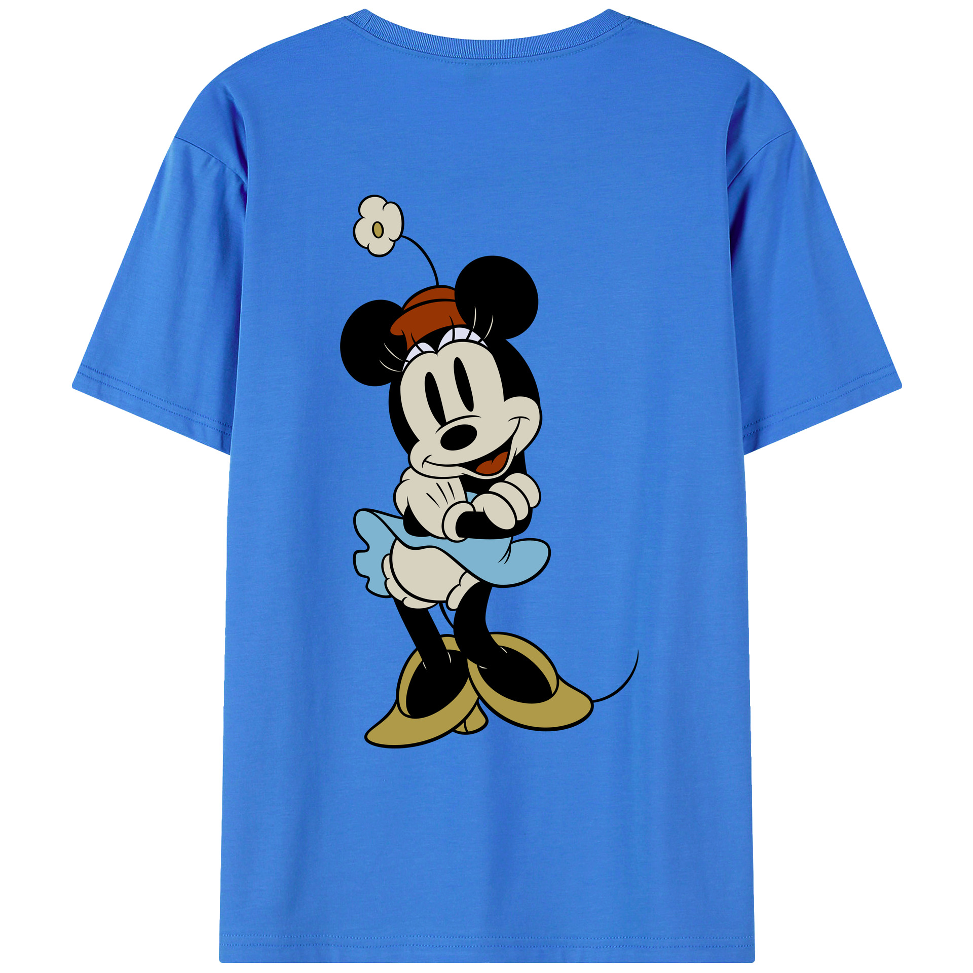 ミッキーマウス Mickey Mouse 綿100％ メンズ半袖Tシャツ（バックプリント） 通気性