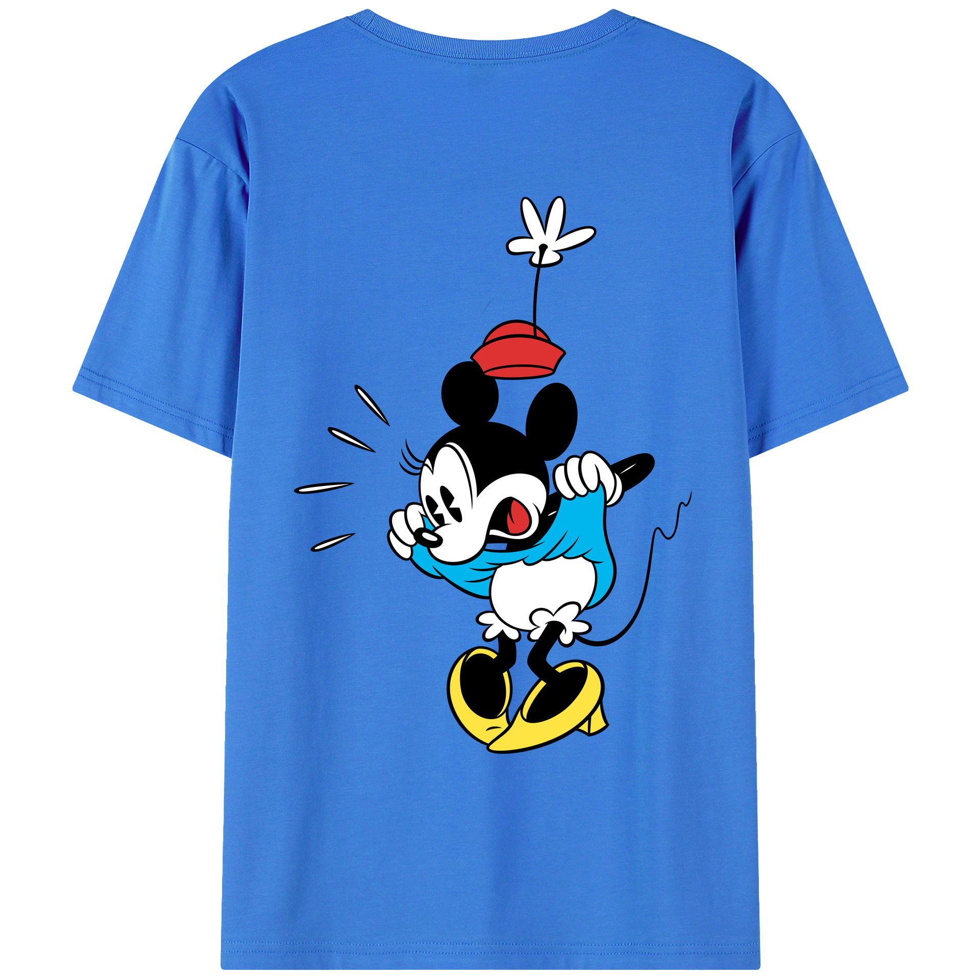 ミッキーマウス Mickey Mouse 綿100％ メンズ半袖Tシャツ（バックプリント） 通気性