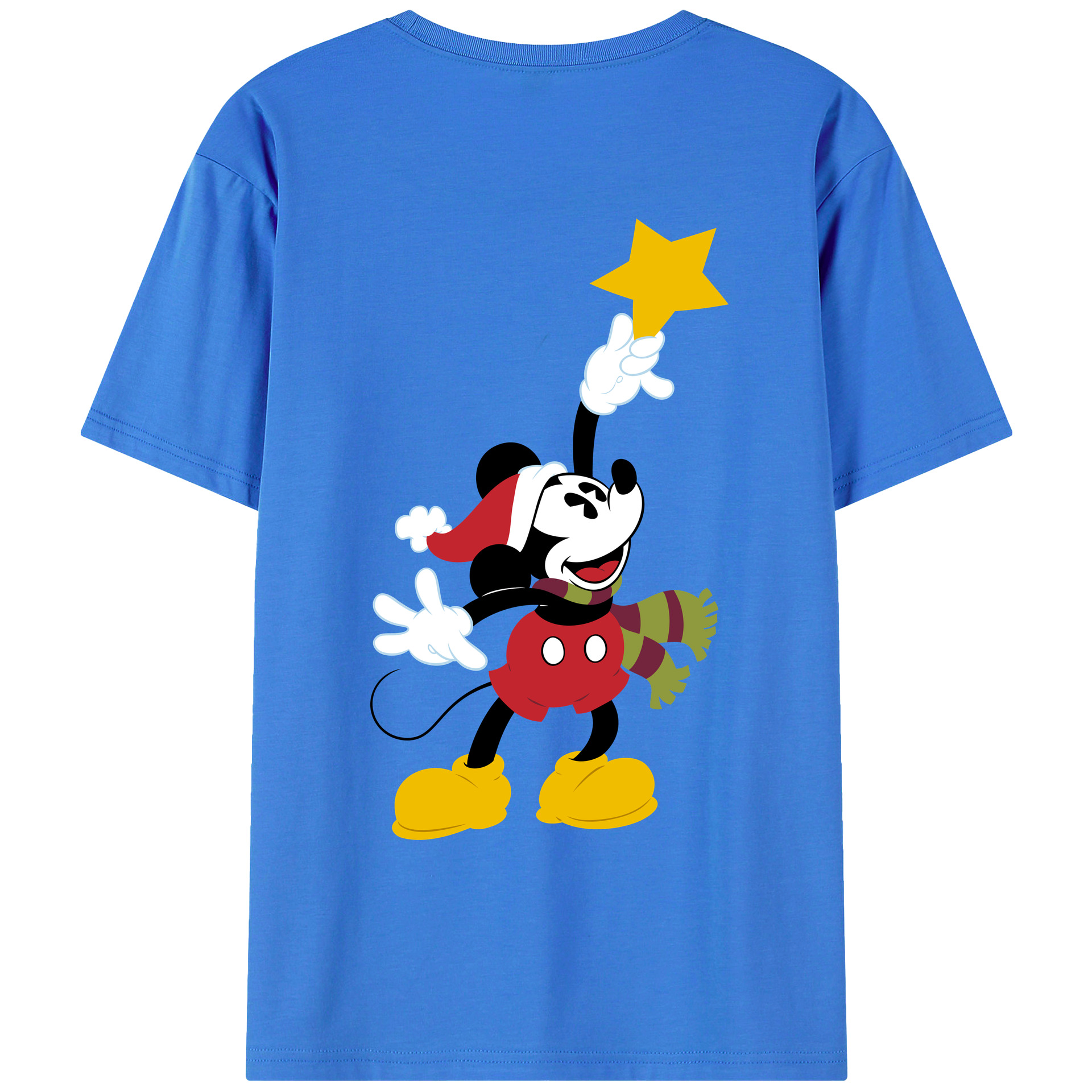 ミッキーマウス Mickey Mouse 綿100％ メンズ半袖Tシャツ（バックプリント） 通気性