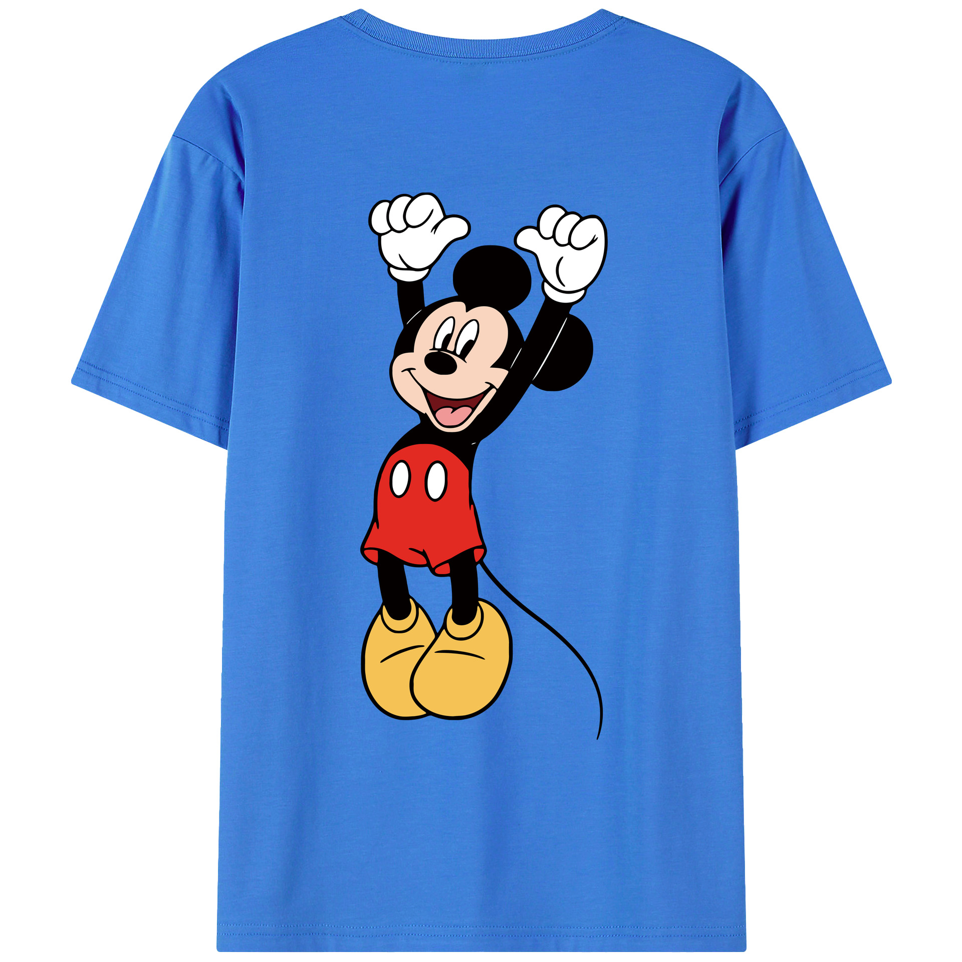 ミッキーマウス Mickey Mouse 綿100％ メンズ半袖Tシャツ（バックプリント） 通気性