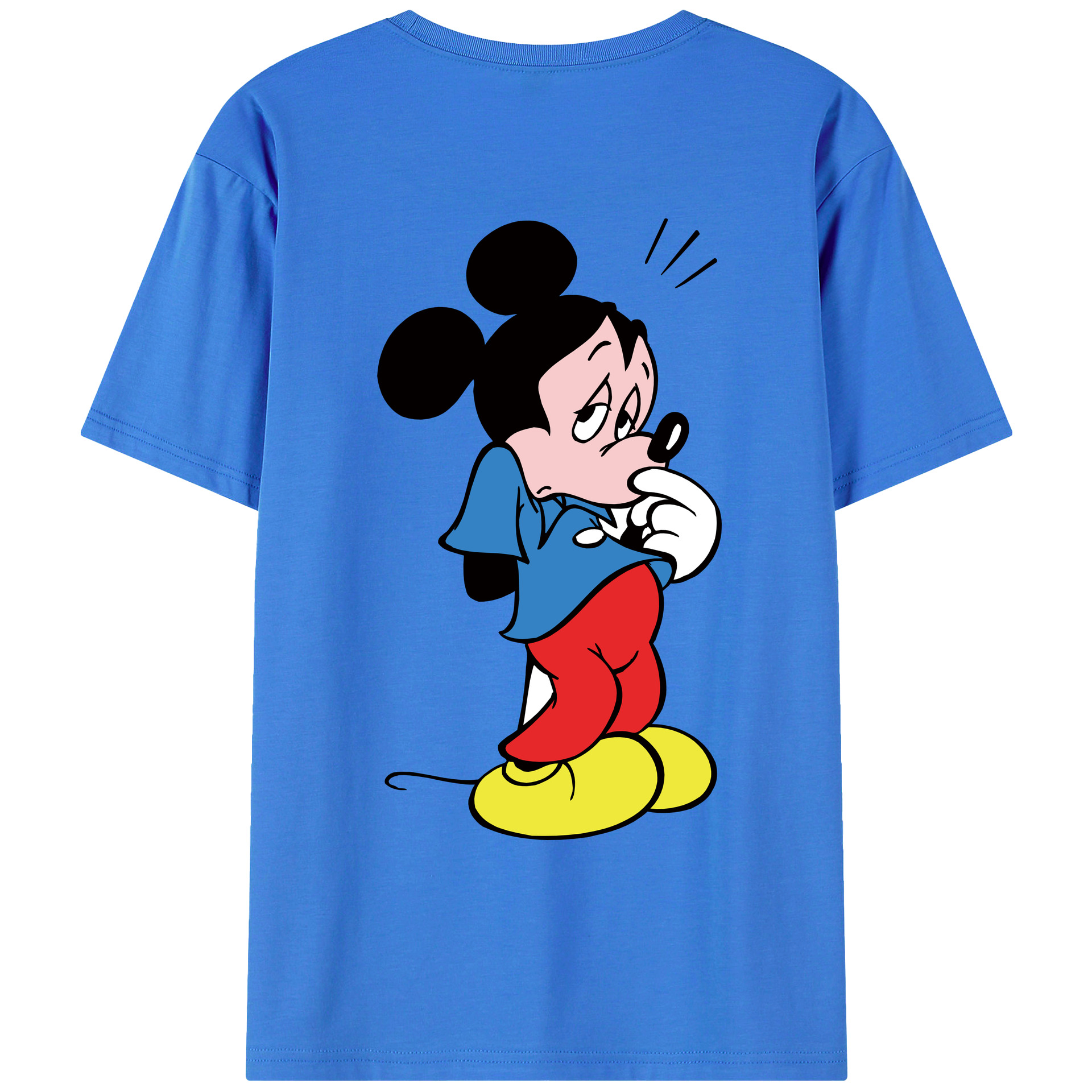 ミッキーマウス Mickey Mouse 綿100％ メンズ半袖Tシャツ（バックプリント） 通気性