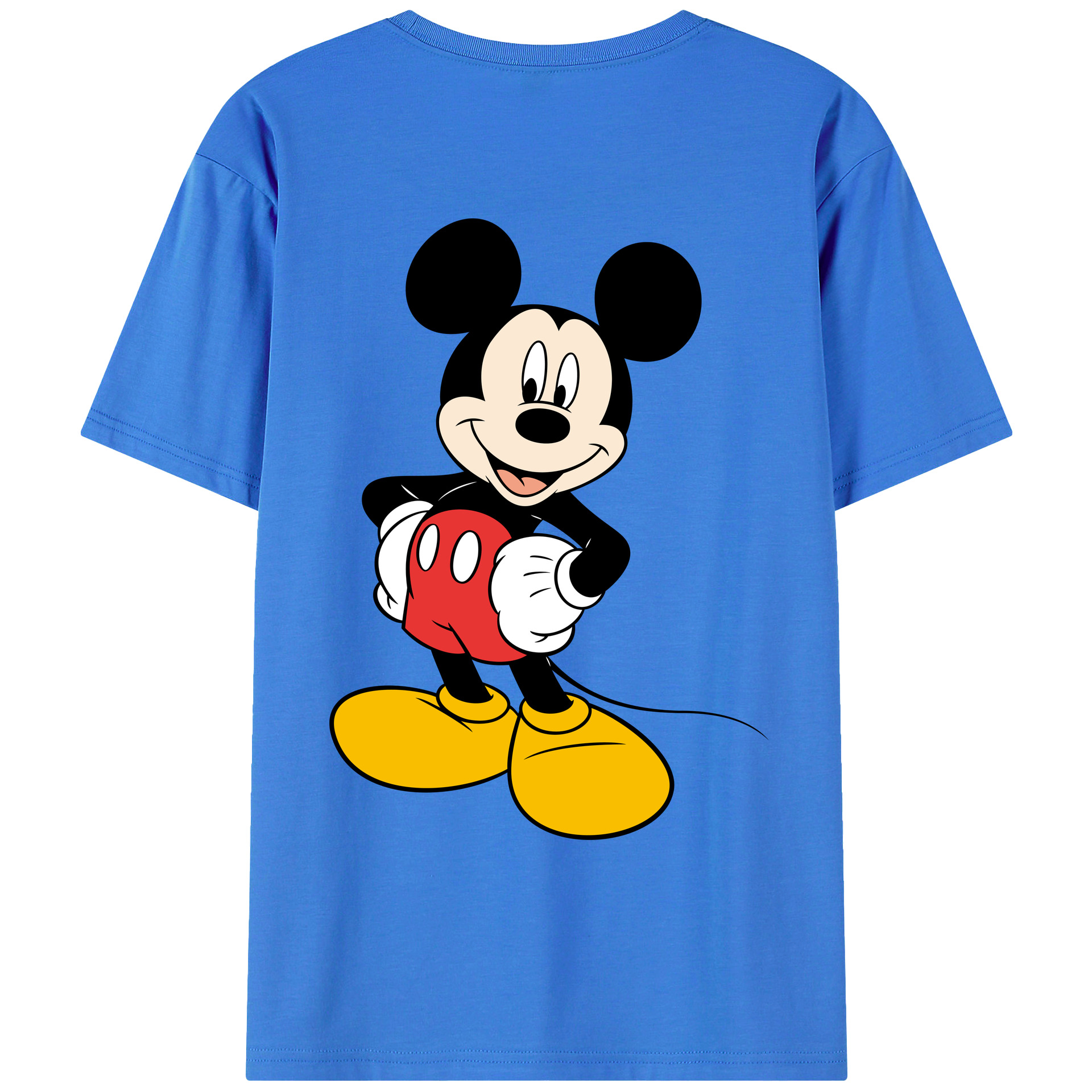 ミッキーマウス Mickey Mouse 綿100％ メンズ半袖Tシャツ（バックプリント） 通気性