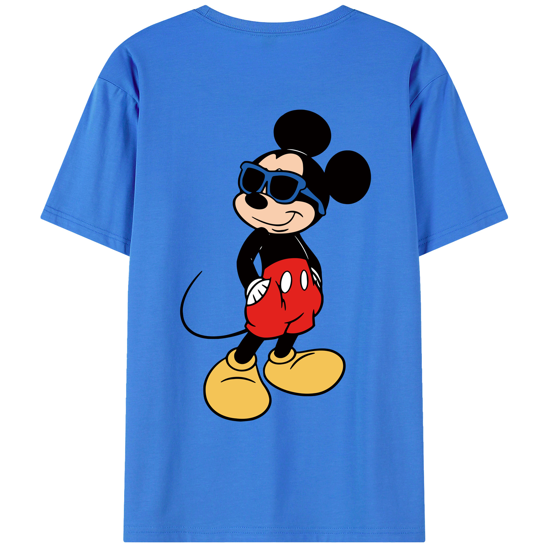 ミッキーマウス Mickey Mouse 綿100％ メンズ半袖Tシャツ（バックプリント） 通気性
