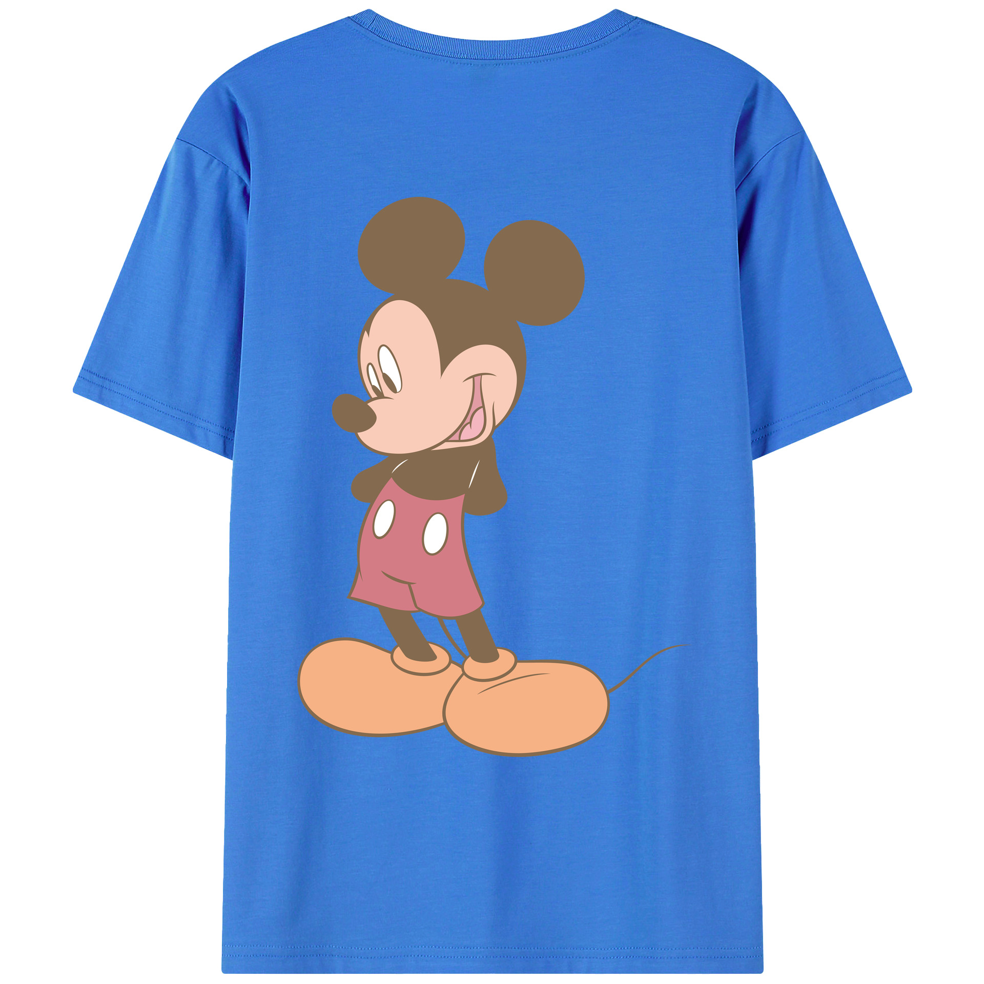 ミッキーマウス Mickey Mouse 綿100％ メンズ半袖Tシャツ（バックプリント） 通気性