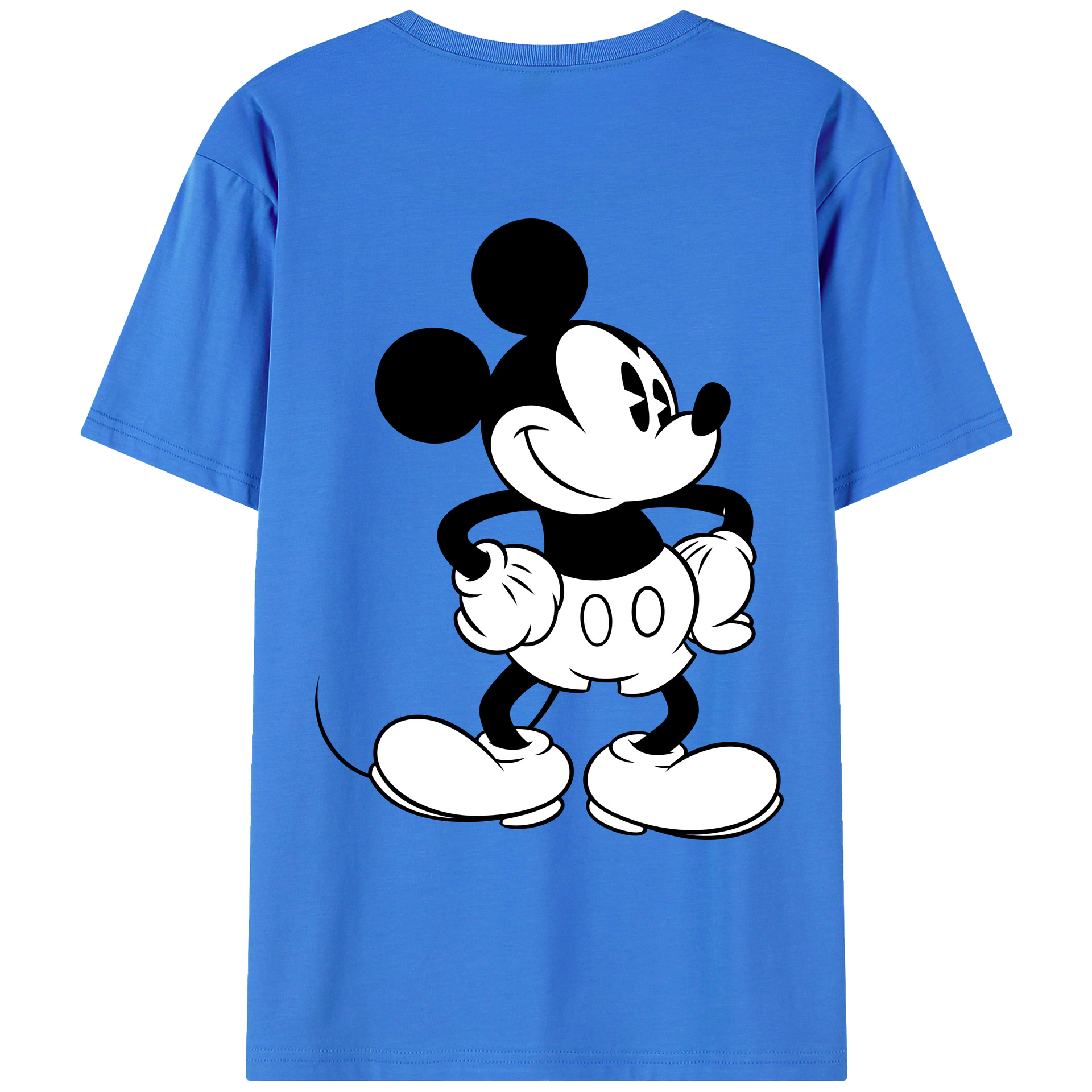 ミッキーマウス Mickey Mouse 綿100％ メンズ半袖Tシャツ（バックプリント） 通気性