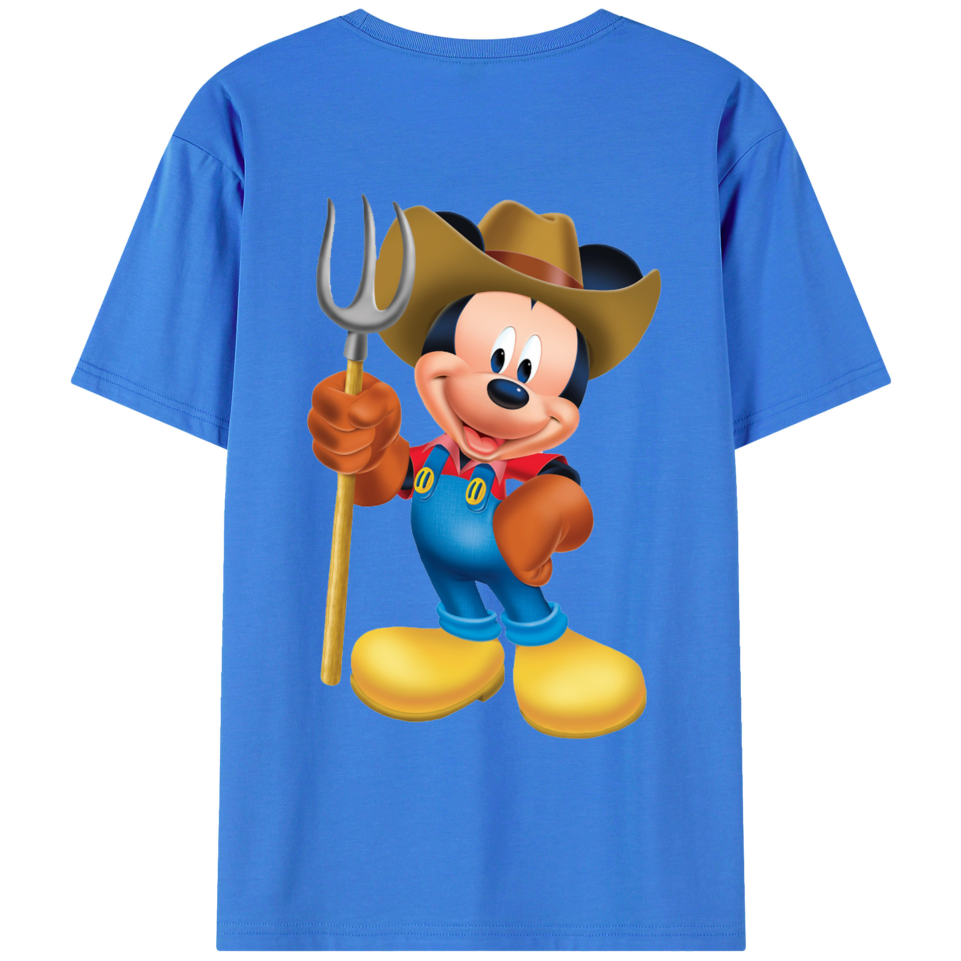 ミッキーマウス Mickey Mouse 綿100％ メンズ半袖Tシャツ（バックプリント） 通気性