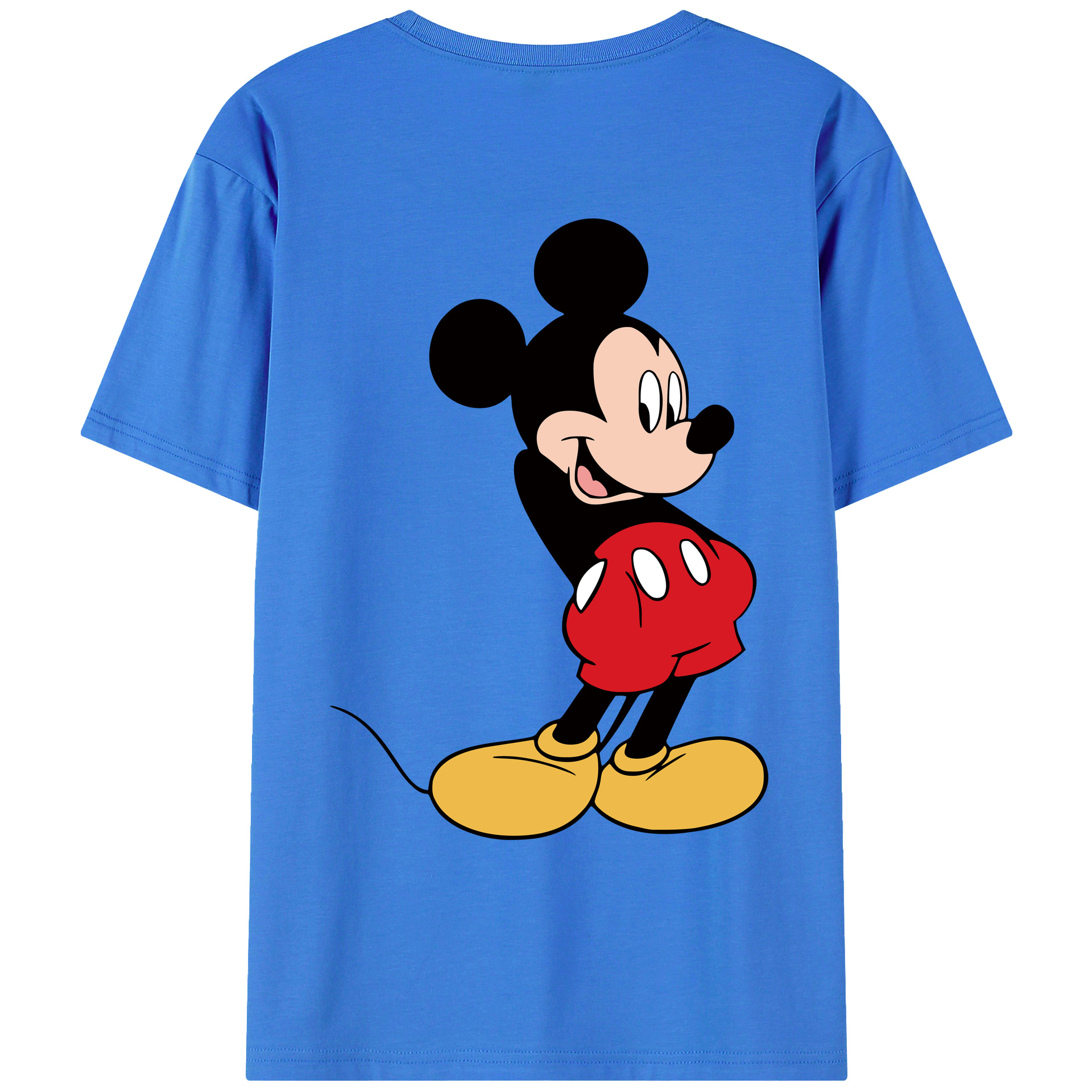 ミッキーマウス Mickey Mouse 綿100％ メンズ半袖Tシャツ（バックプリント） 通気性