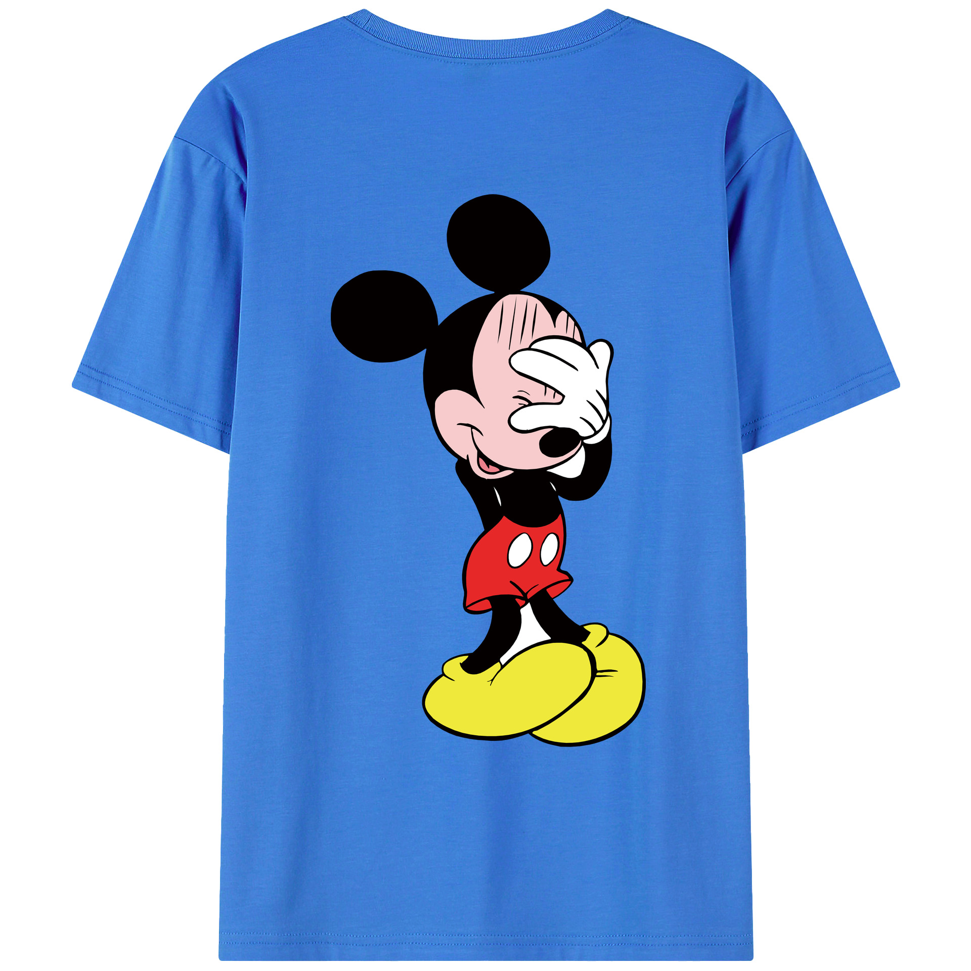 ミッキーマウス Mickey Mouse 綿100％ メンズ半袖Tシャツ（バックプリント） 通気性