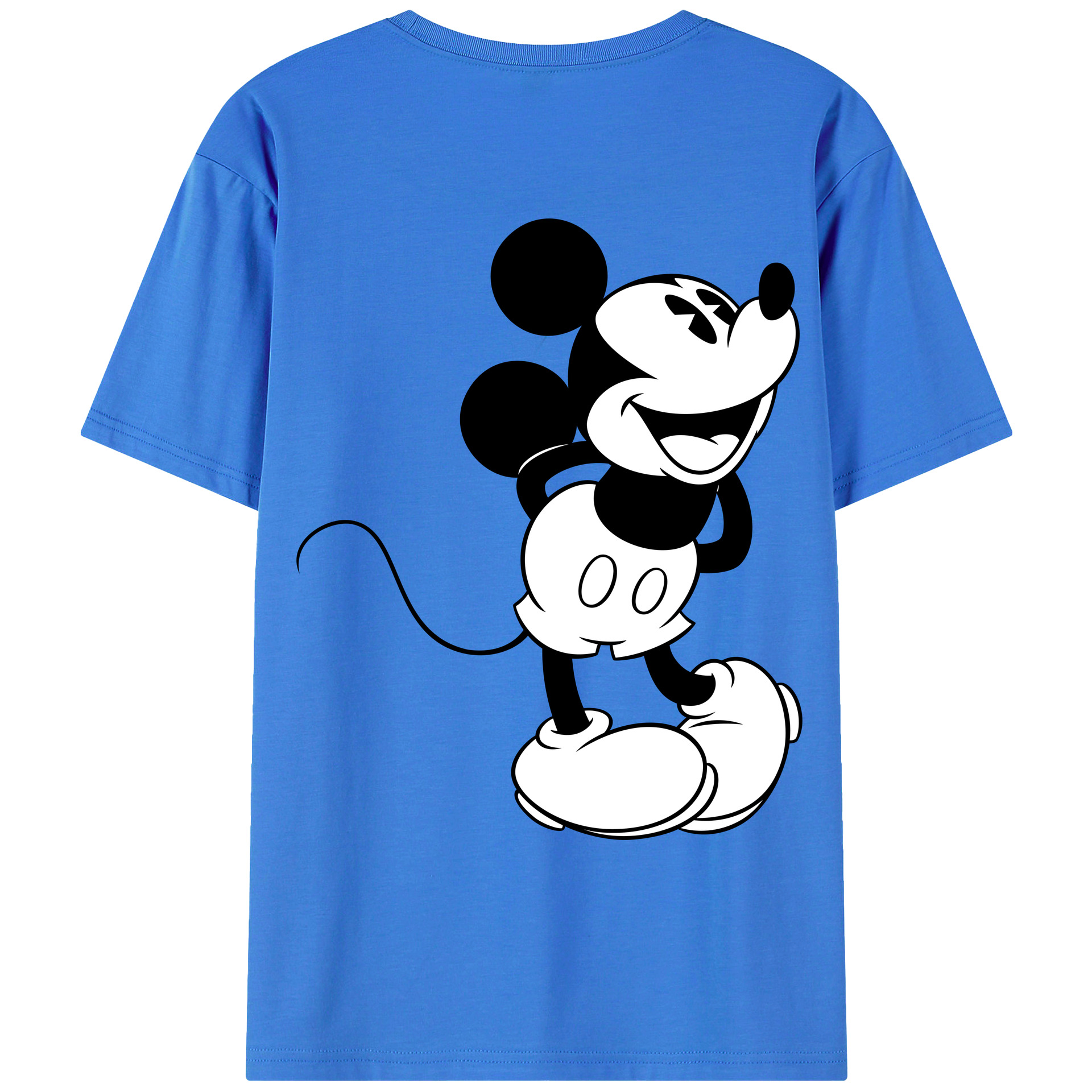 ミッキーマウス Mickey Mouse 綿100％ メンズ半袖Tシャツ（バックプリント） 通気性