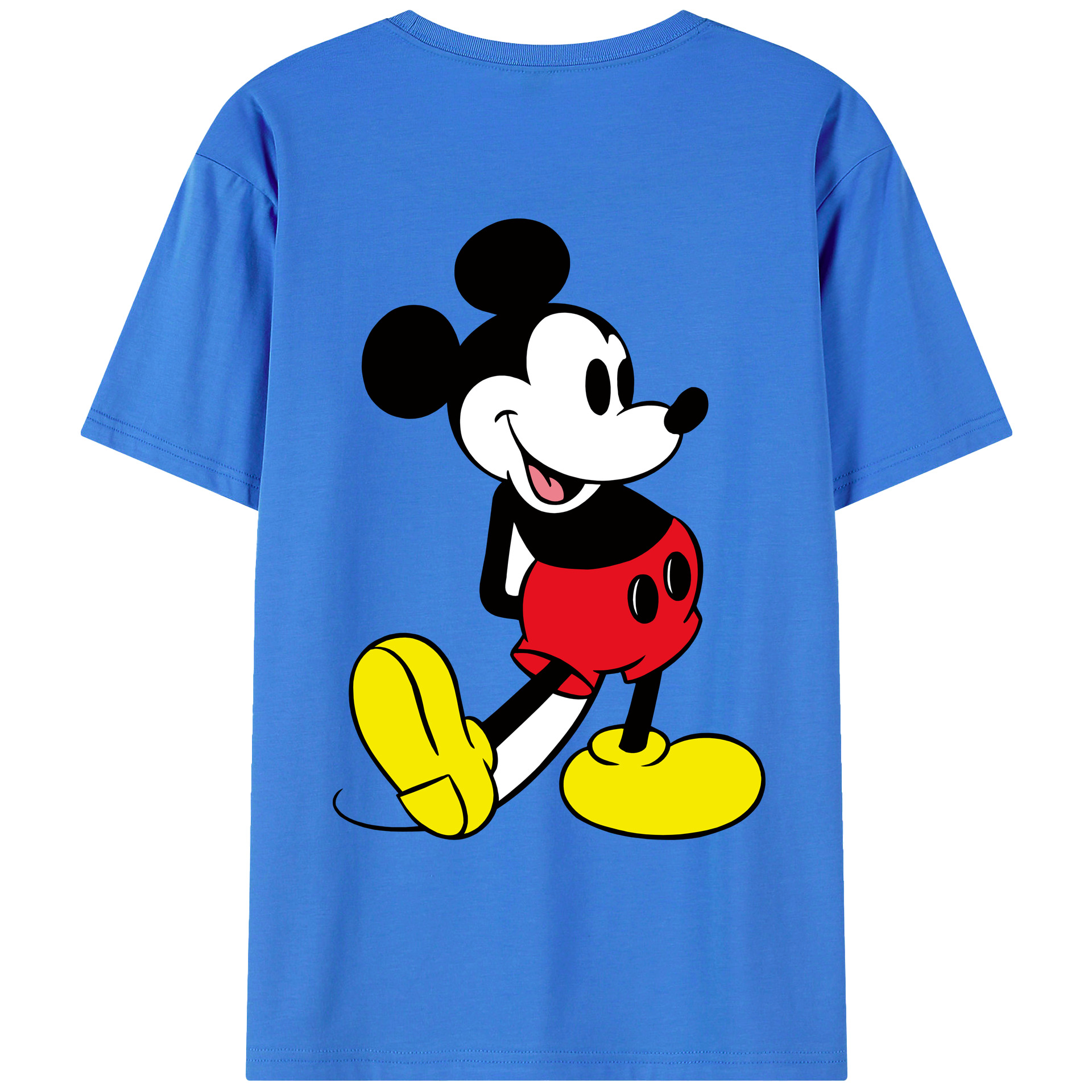 ミッキーマウス Mickey Mouse 綿100％ メンズ半袖Tシャツ（バックプリント） 通気性