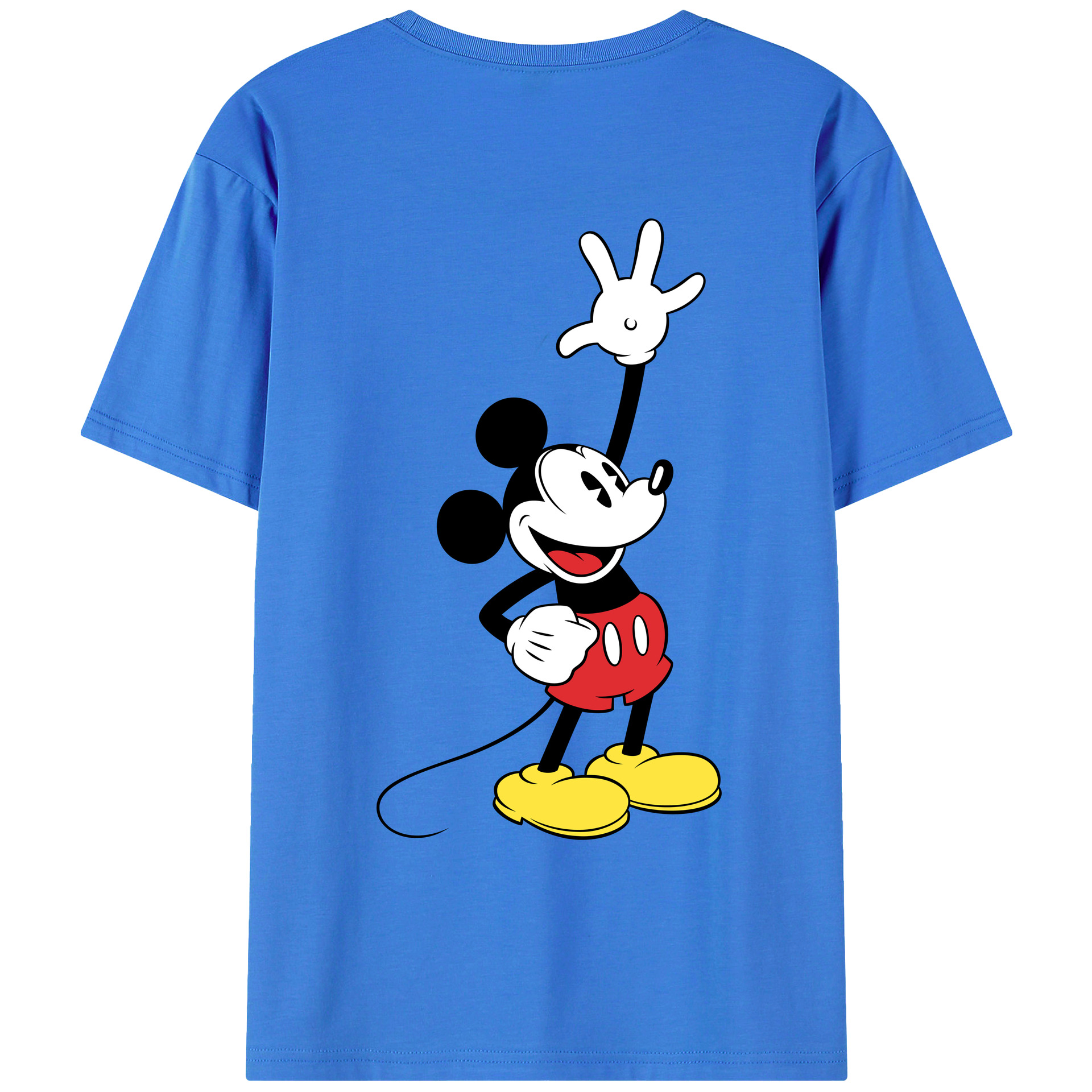 ミッキーマウス Mickey Mouse 綿100％ メンズ半袖Tシャツ（バックプリント） 通気性