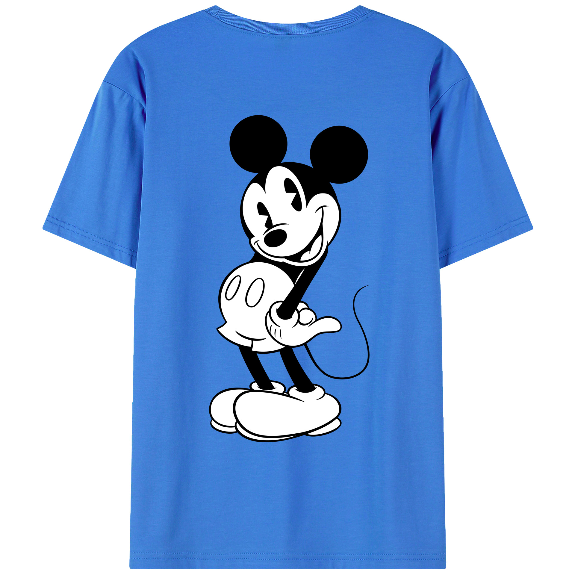 ミッキーマウス Mickey Mouse 綿100％ メンズ半袖Tシャツ（バックプリント） 通気性