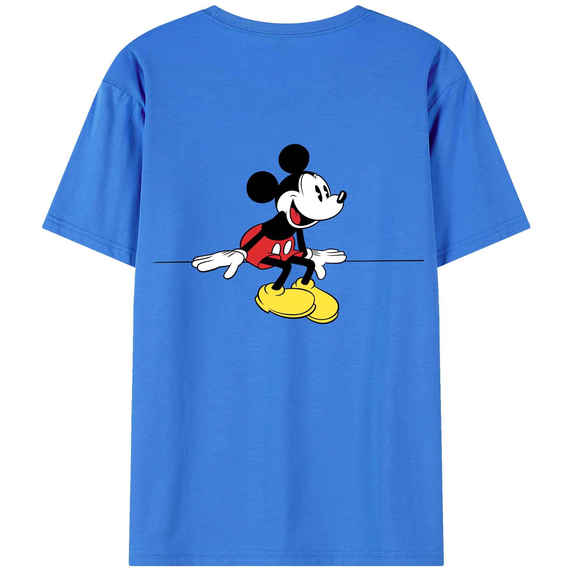 ミッキーマウス Mickey Mouse 綿100％ メンズ半袖Tシャツ（バックプリント） 通気性