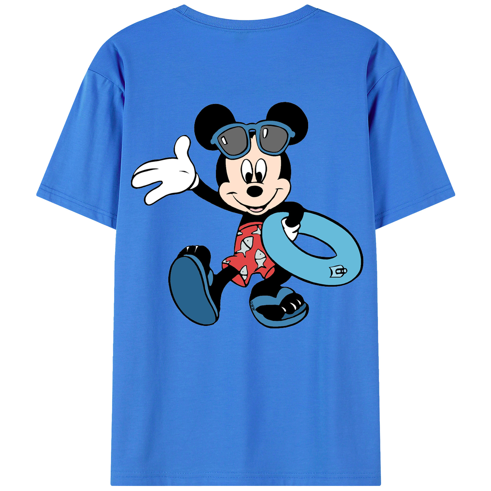 ミッキーマウス Mickey Mouse 綿100％ メンズ半袖Tシャツ（バックプリント） 通気性