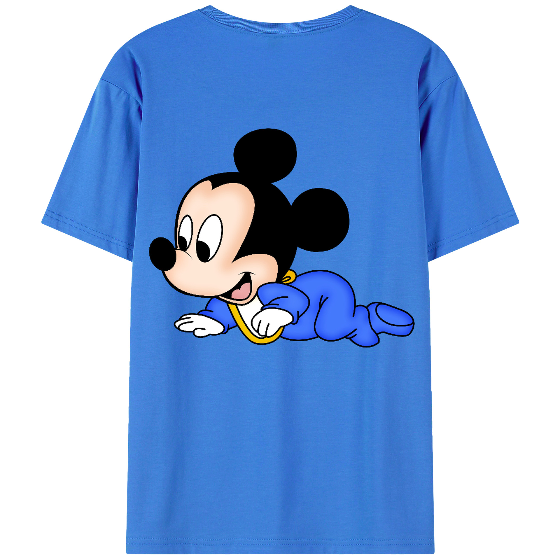 ミッキーマウス Mickey Mouse 綿100％ メンズ半袖Tシャツ（バックプリント） 通気性
