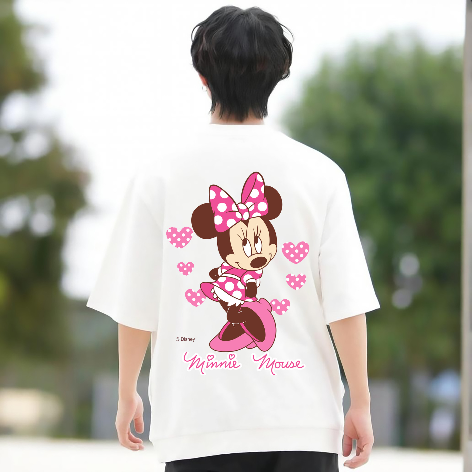 ミッキーマウス Mickey Mouse 綿100％ メンズ半袖Tシャツ（バックプリント） 通気性