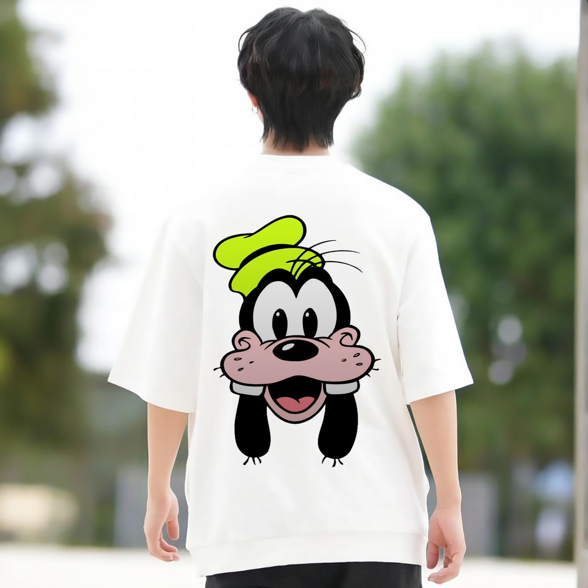 ミッキーマウス Mickey Mouse 綿100％ メンズ半袖Tシャツ（バックプリント） 通気性