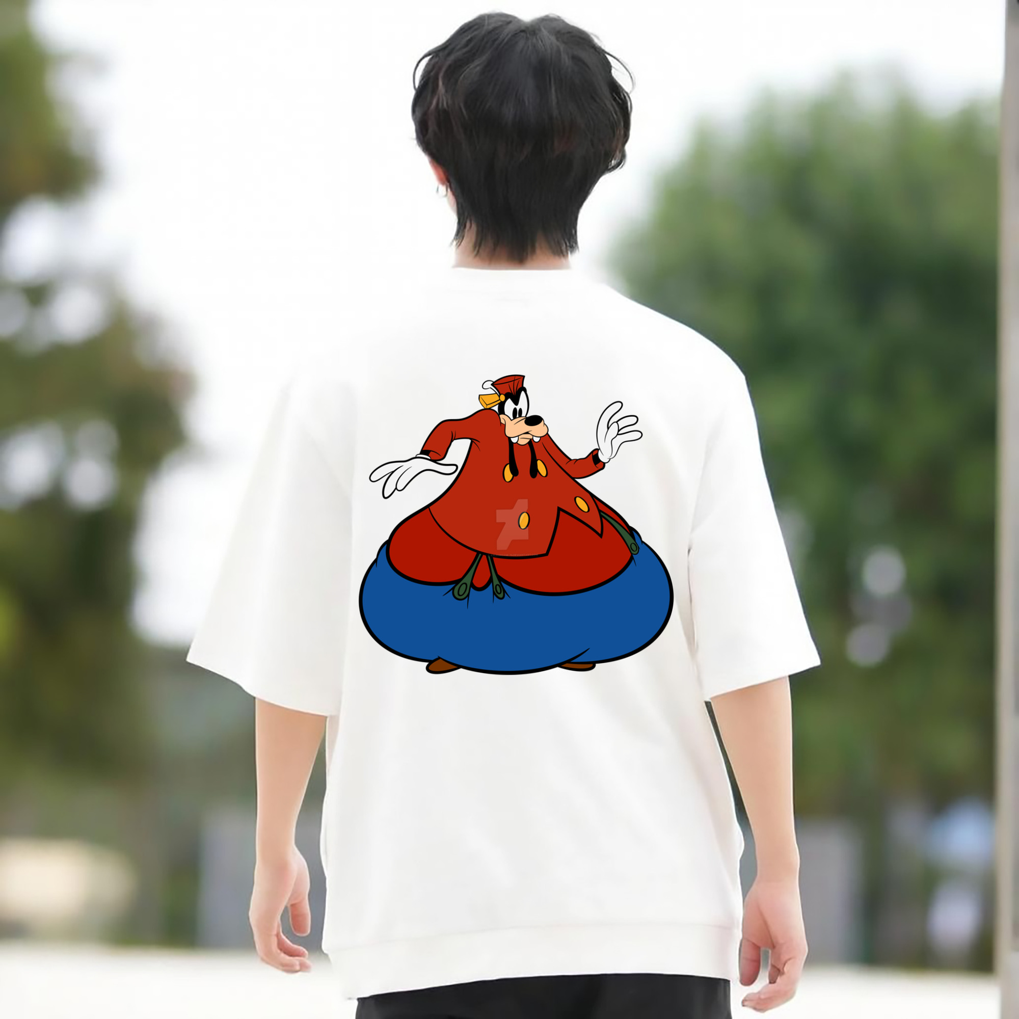 ミッキーマウス Mickey Mouse 綿100％ メンズ半袖Tシャツ（バックプリント） 通気性