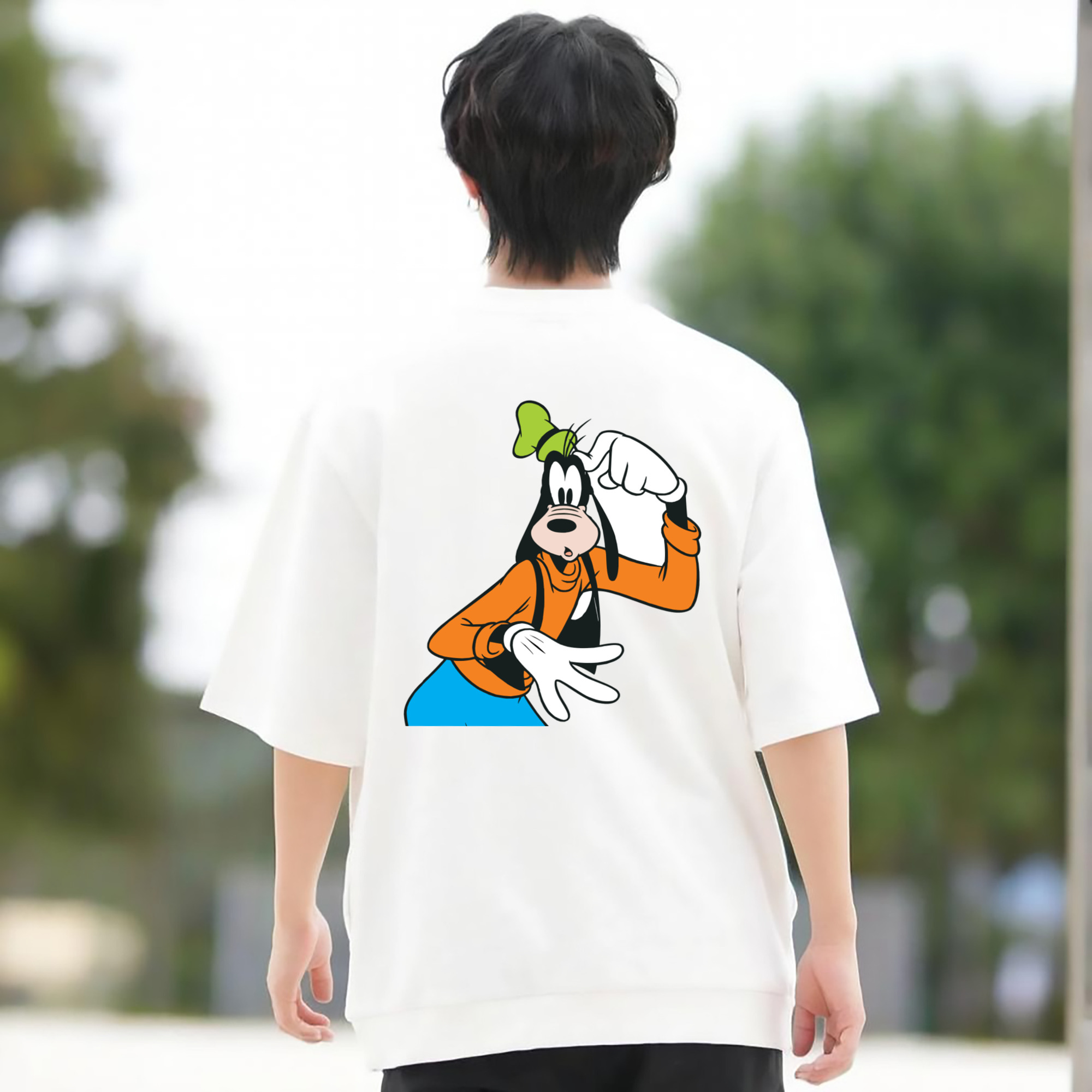 ミッキーマウス Mickey Mouse 綿100％ メンズ半袖Tシャツ（バックプリント） 通気性
