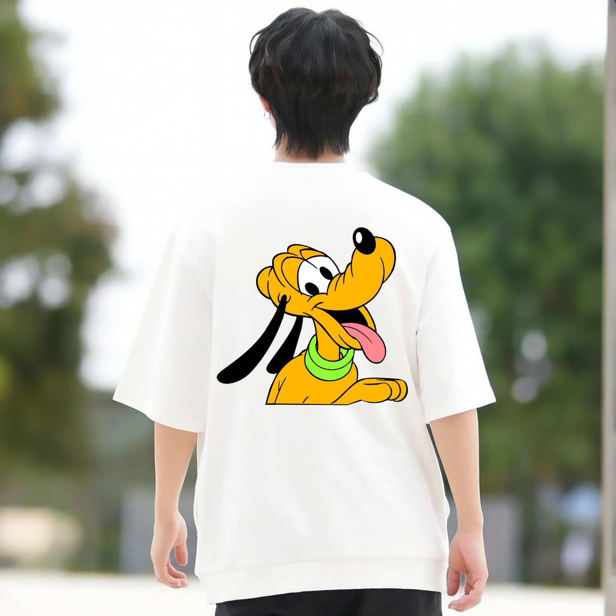 ミッキーマウス Mickey Mouse 綿100％ メンズ半袖Tシャツ（バックプリント） 通気性