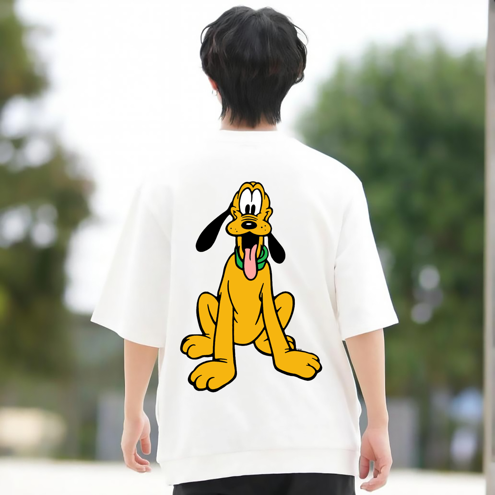 ミッキーマウス Mickey Mouse 綿100％ メンズ半袖Tシャツ（バックプリント） 通気性