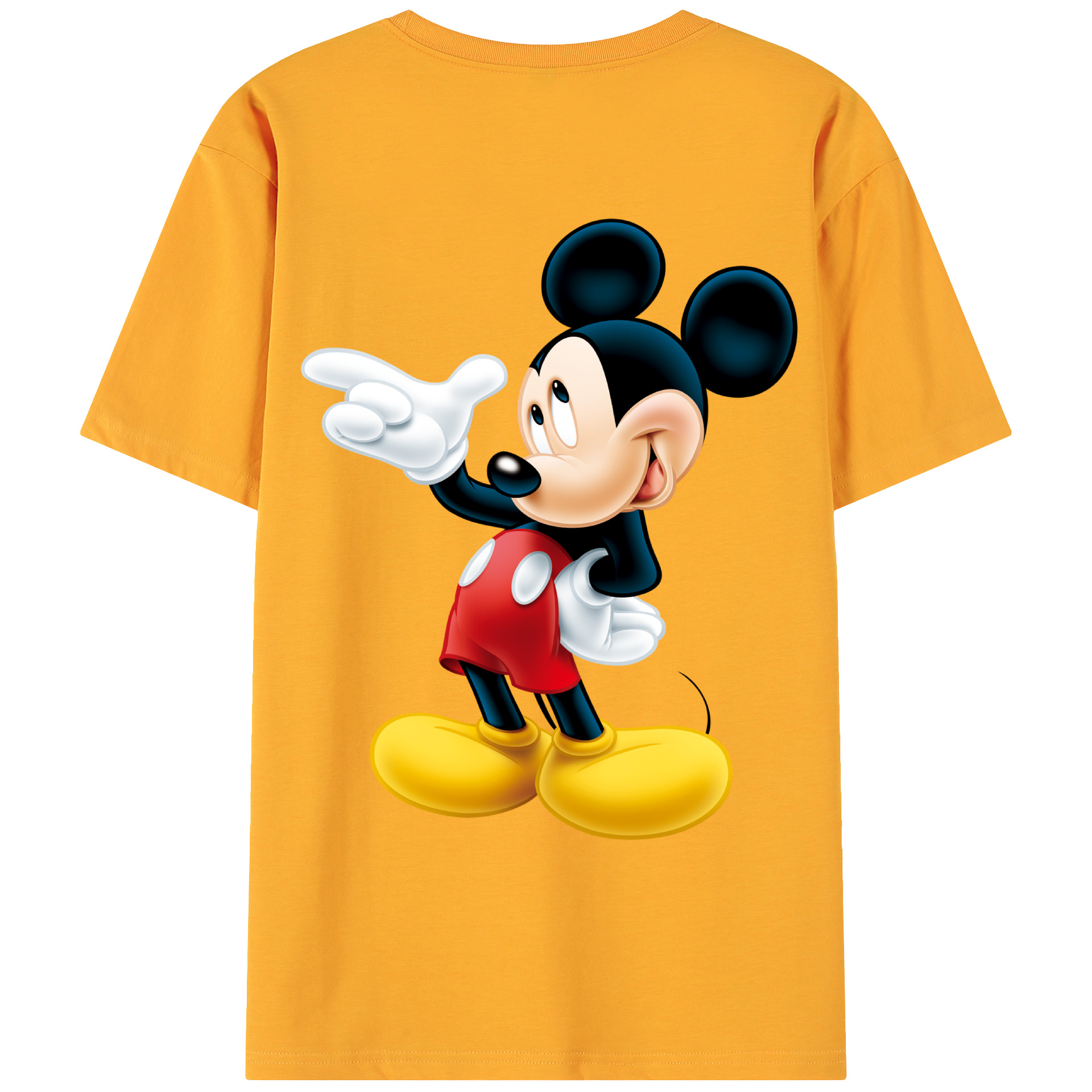 ミッキーマウス Mickey Mouse 綿100％ メンズ半袖Tシャツ（バックプリント） 通気性