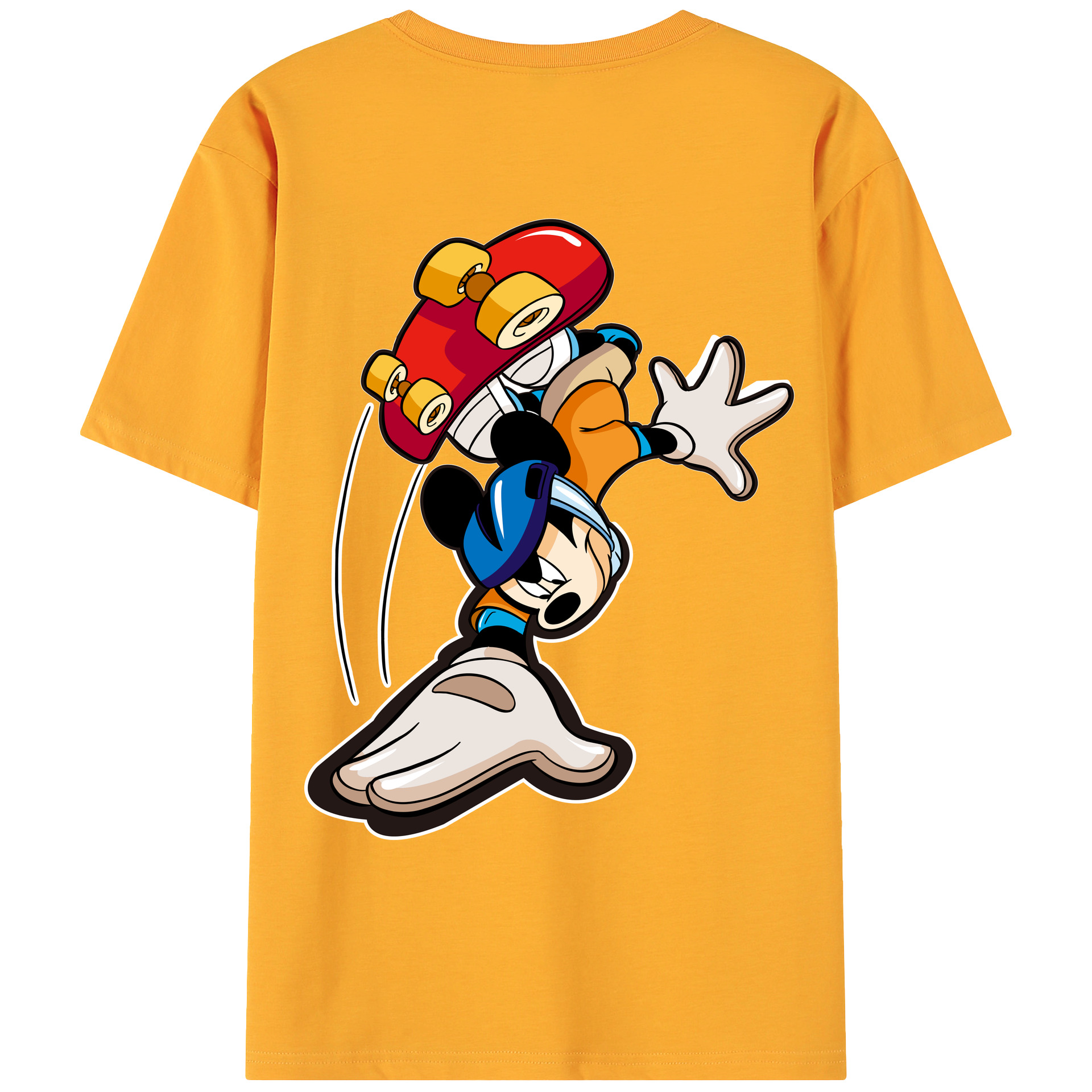 ミッキーマウス Mickey Mouse 綿100％ メンズ半袖Tシャツ（バックプリント） 通気性