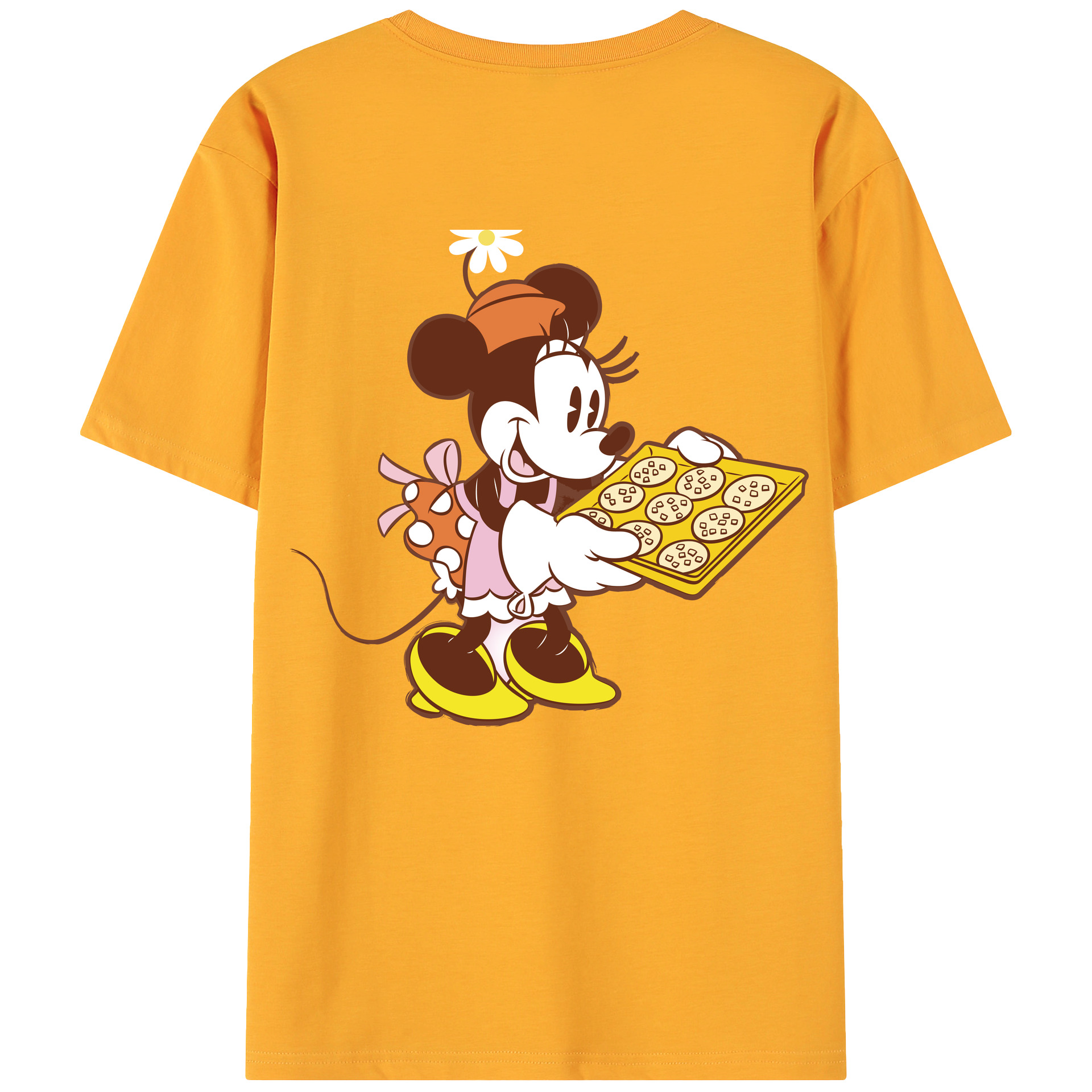 ミッキーマウス Mickey Mouse 綿100％ メンズ半袖Tシャツ（バックプリント） 通気性