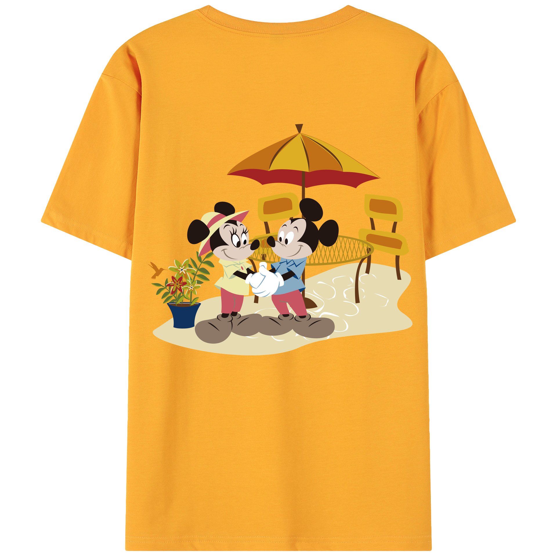 ミッキーマウス Mickey Mouse 綿100％ メンズ半袖Tシャツ（バックプリント） 通気性