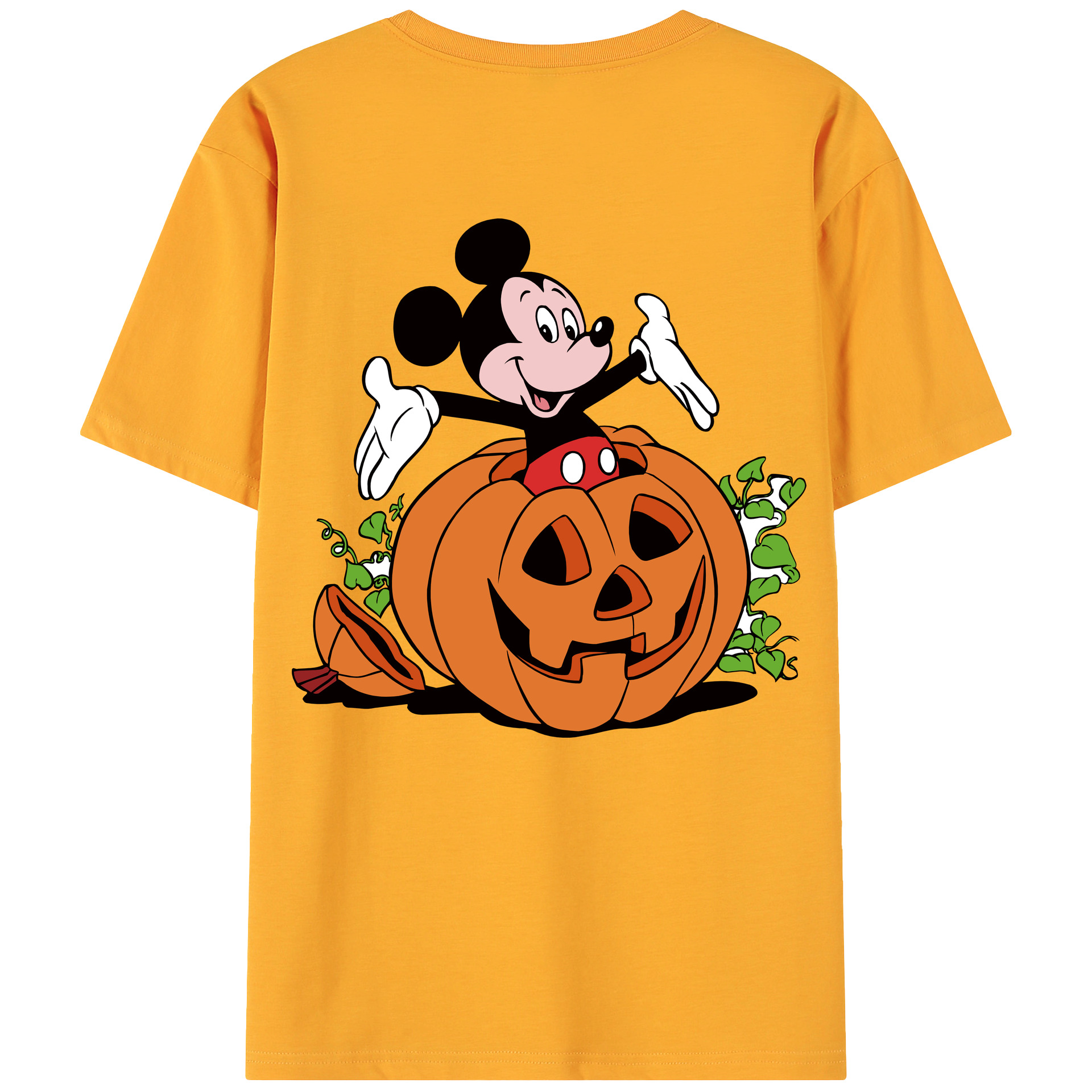 ミッキーマウス Mickey Mouse 綿100％ メンズ半袖Tシャツ（バックプリント） 通気性