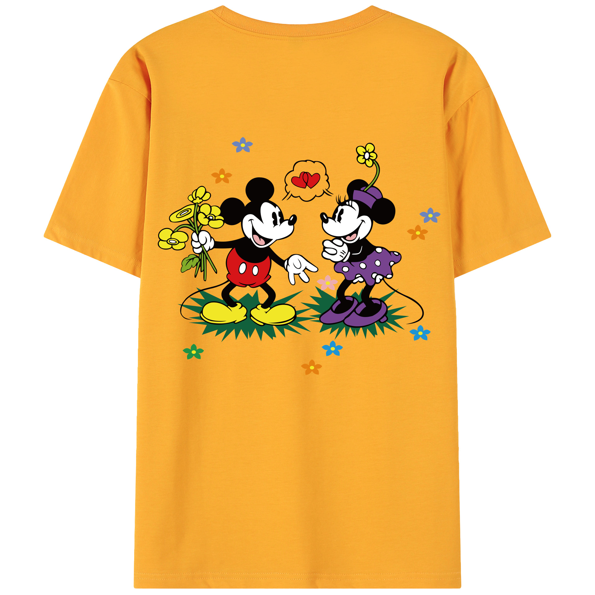ミッキーマウス Mickey Mouse 綿100％ メンズ半袖Tシャツ（バックプリント） 通気性
