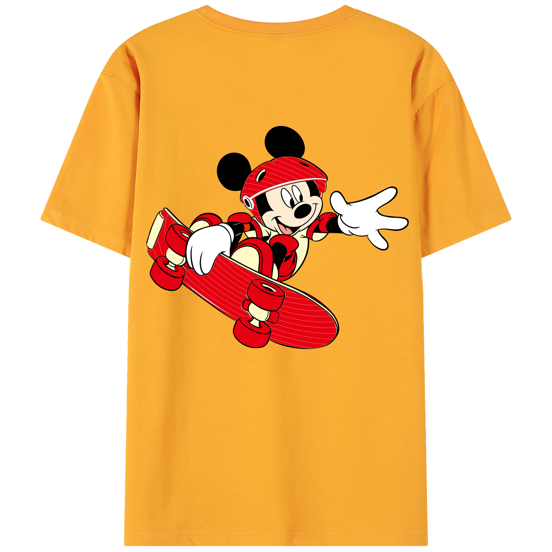 ミッキーマウス Mickey Mouse 綿100％ メンズ半袖Tシャツ（バックプリント） 通気性