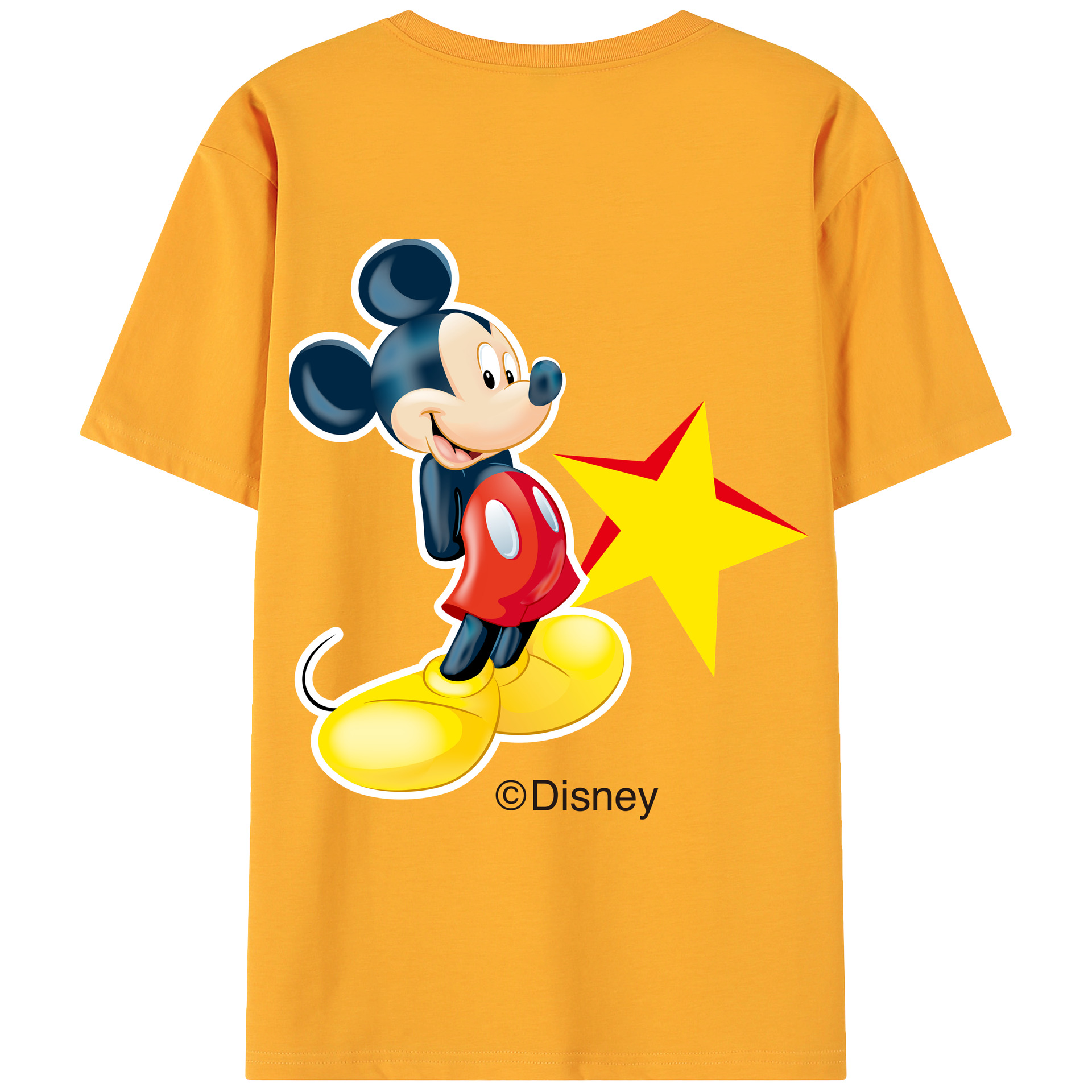 ミッキーマウス Mickey Mouse 綿100％ メンズ半袖Tシャツ（バックプリント） 通気性