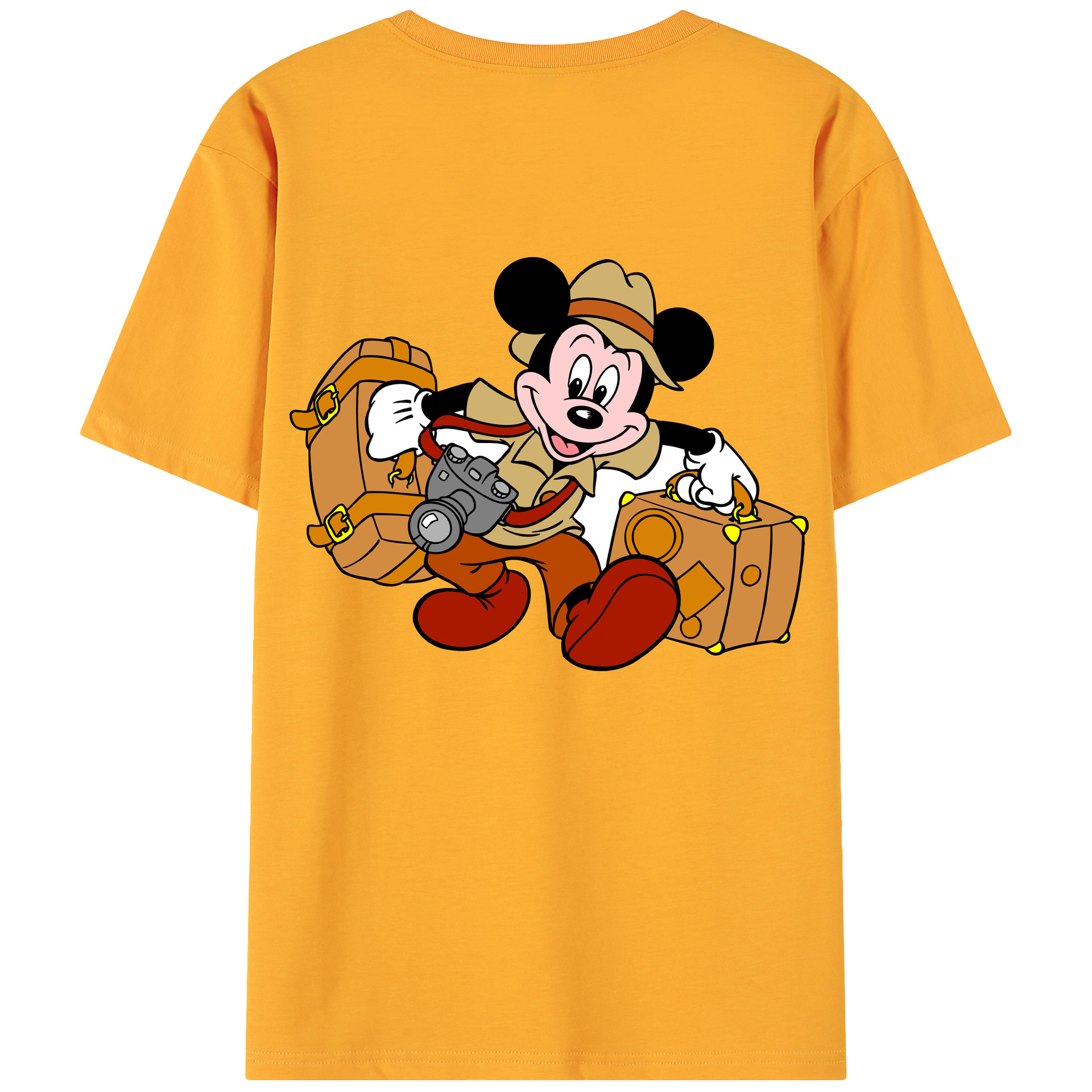 ミッキーマウス Mickey Mouse 綿100％ メンズ半袖Tシャツ（バックプリント） 通気性