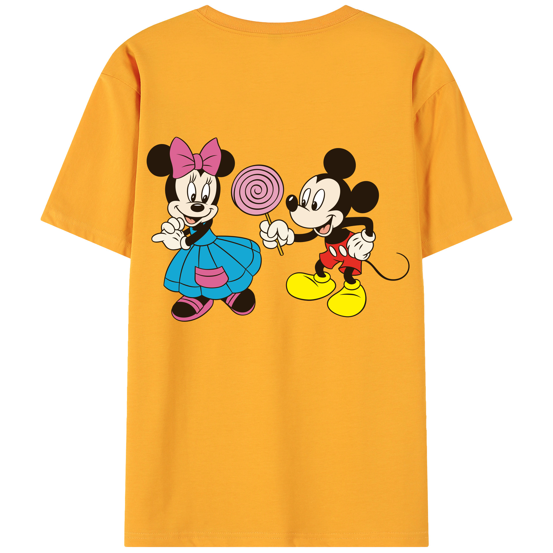 ミッキーマウス Mickey Mouse 綿100％ メンズ半袖Tシャツ（バックプリント） 通気性